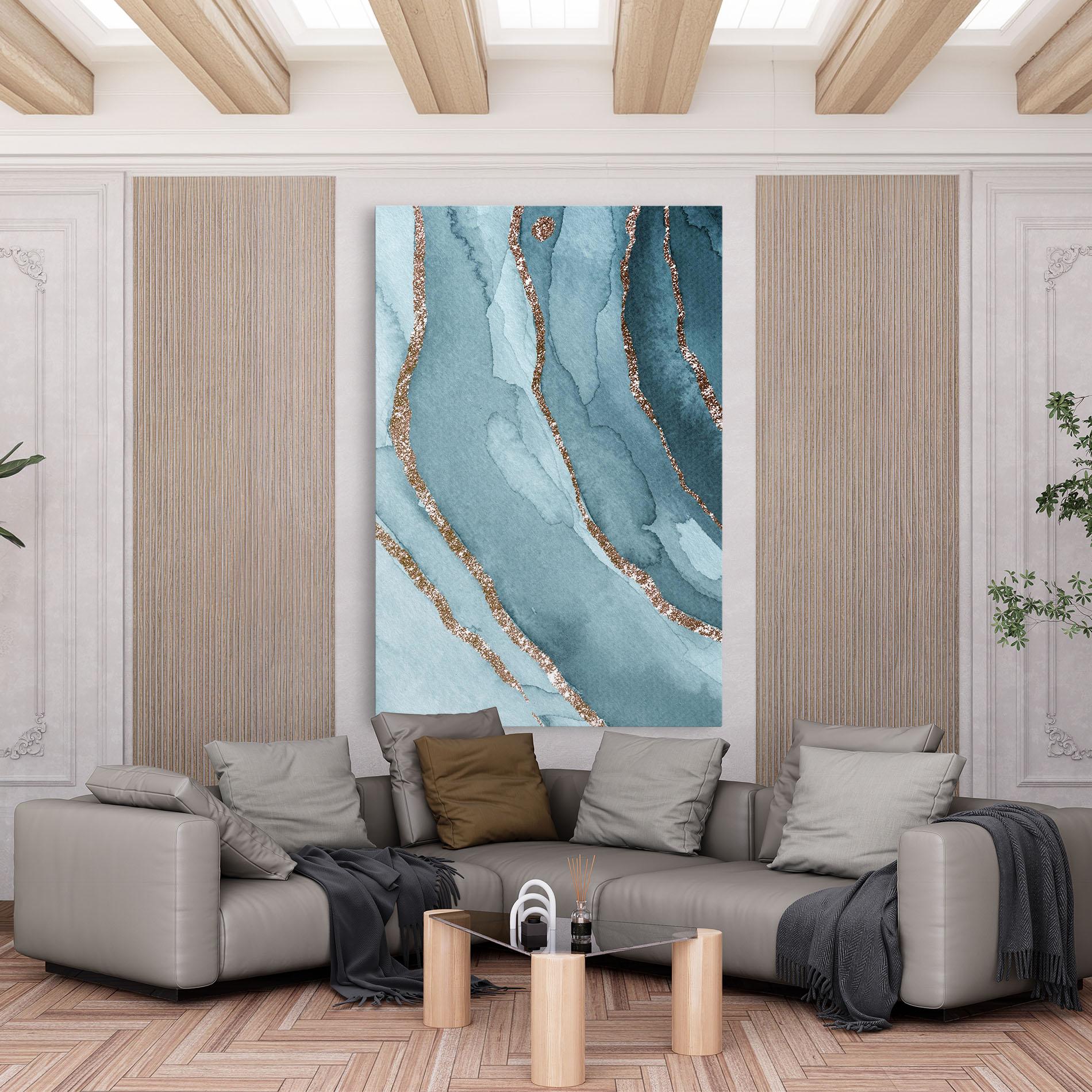 Картина на платно Blue Golden Glitter mockup 6