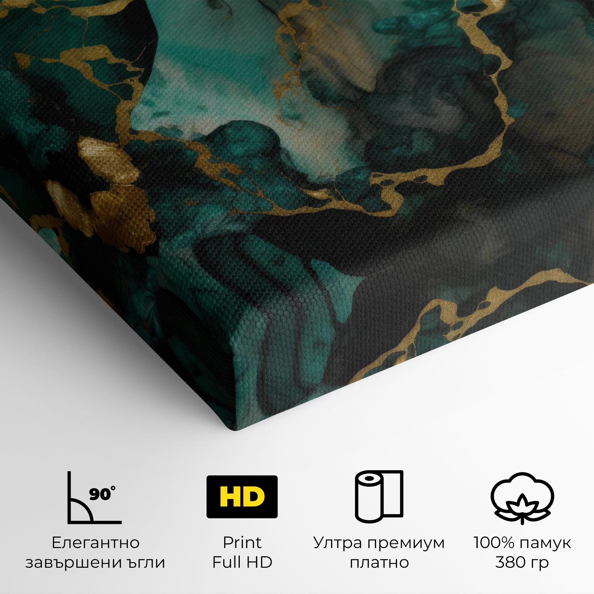 Картина на платно Dark Green Golden Marble mockup 4
