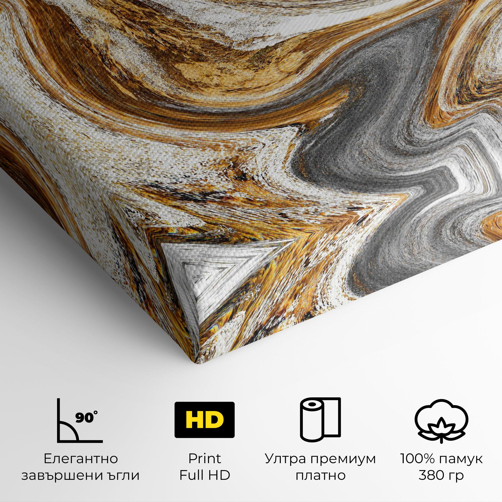 Картина на платно Gold White Liquid mockup 4