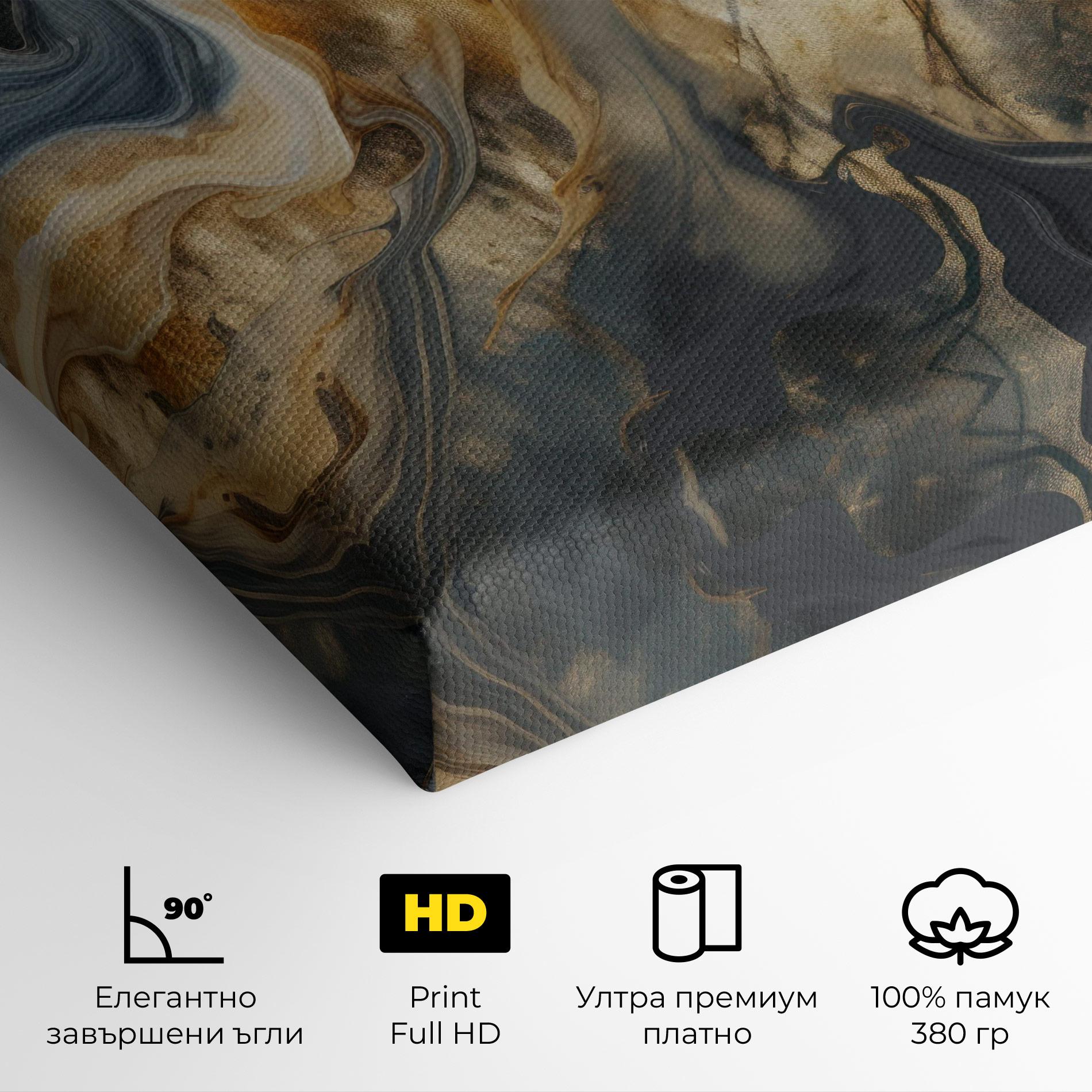 Картина на платно Grey Gold Liquid Marble mockup 4