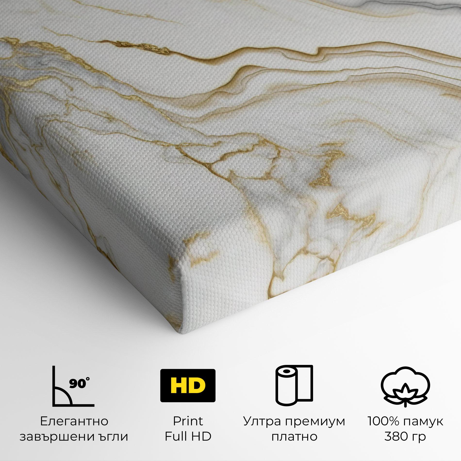 Картина на платно White Golden Marble mockup 4