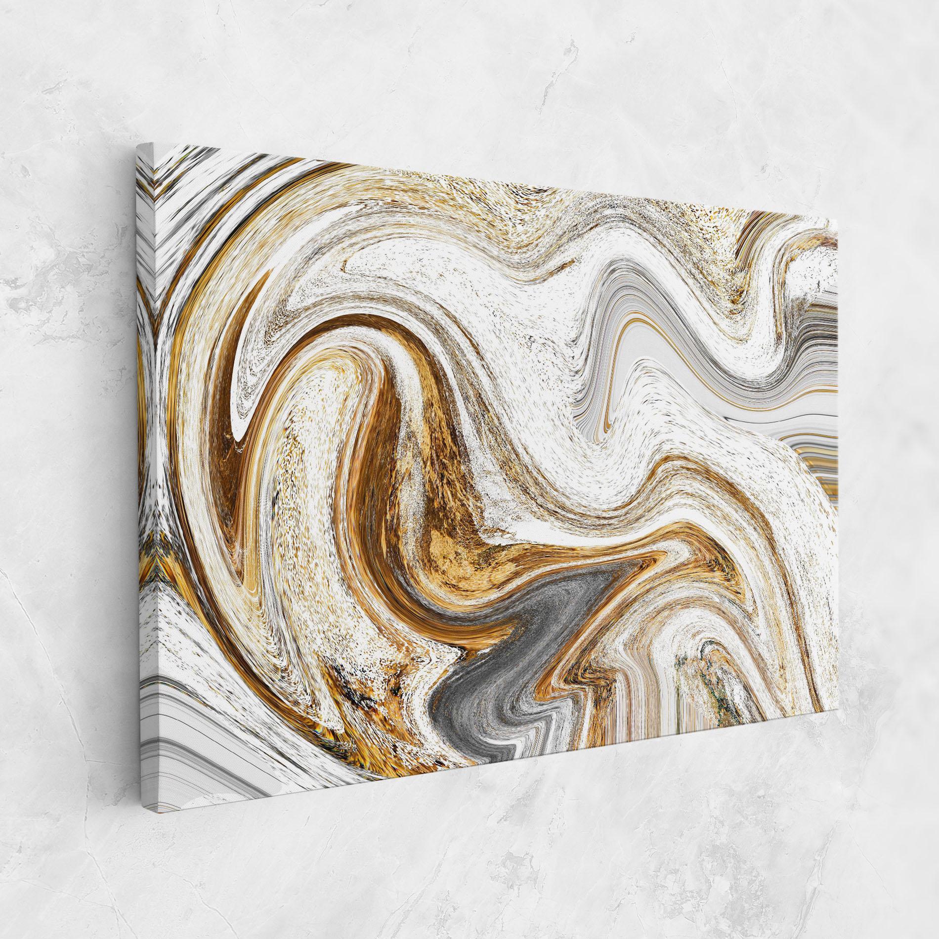 Картина на платно Gold White Liquid mockup 1