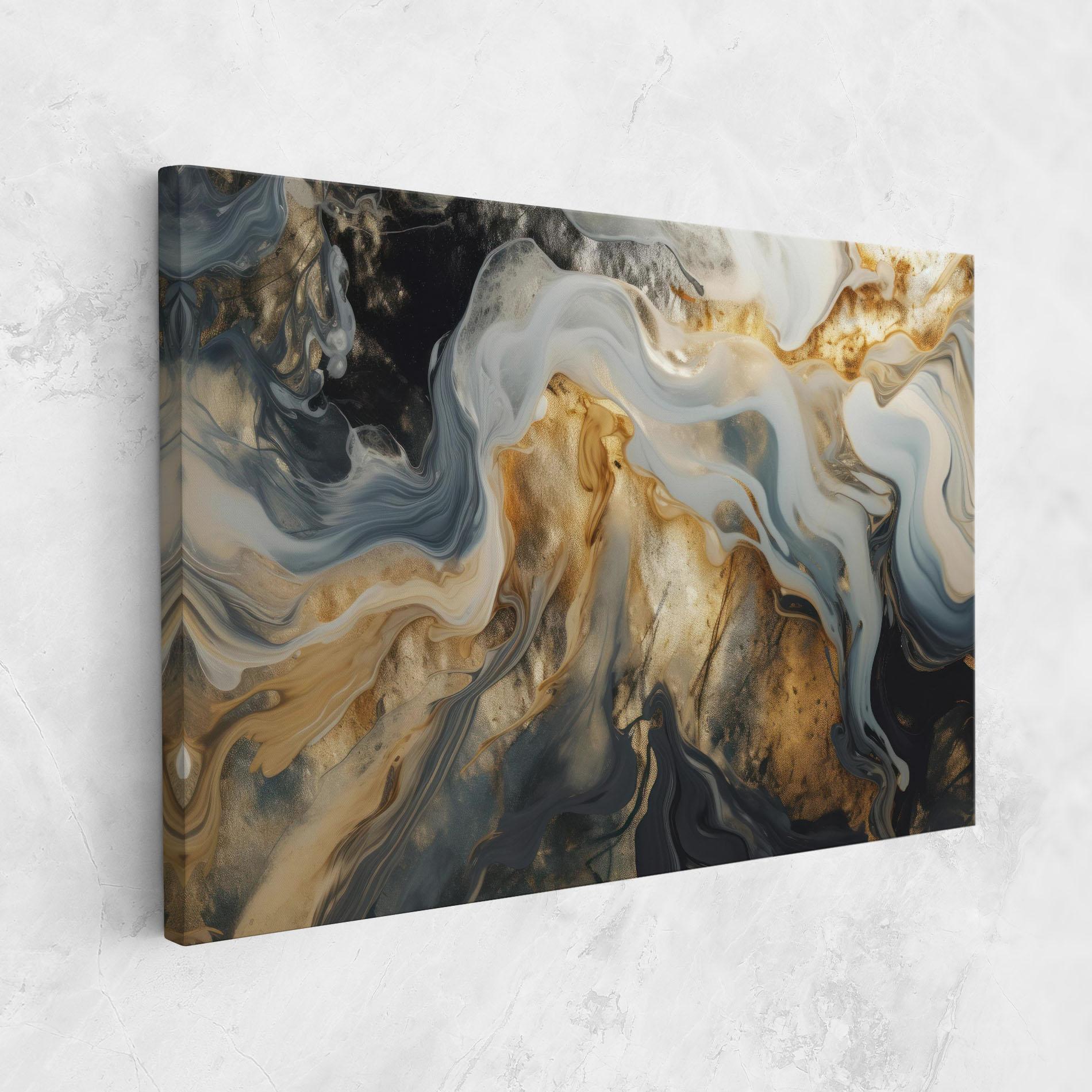 Картина на платно Grey Gold Liquid Marble mockup 1