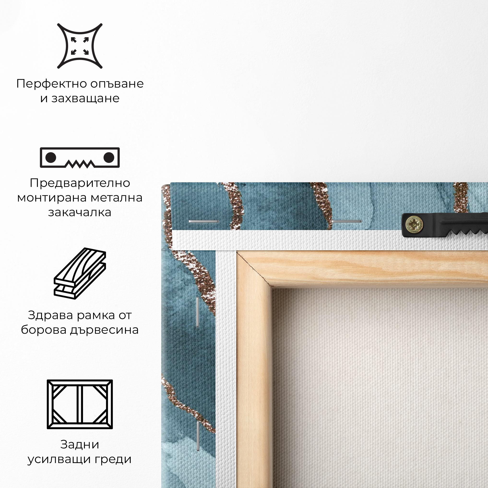 Картина на платно Blue Golden Glitter mockup 5