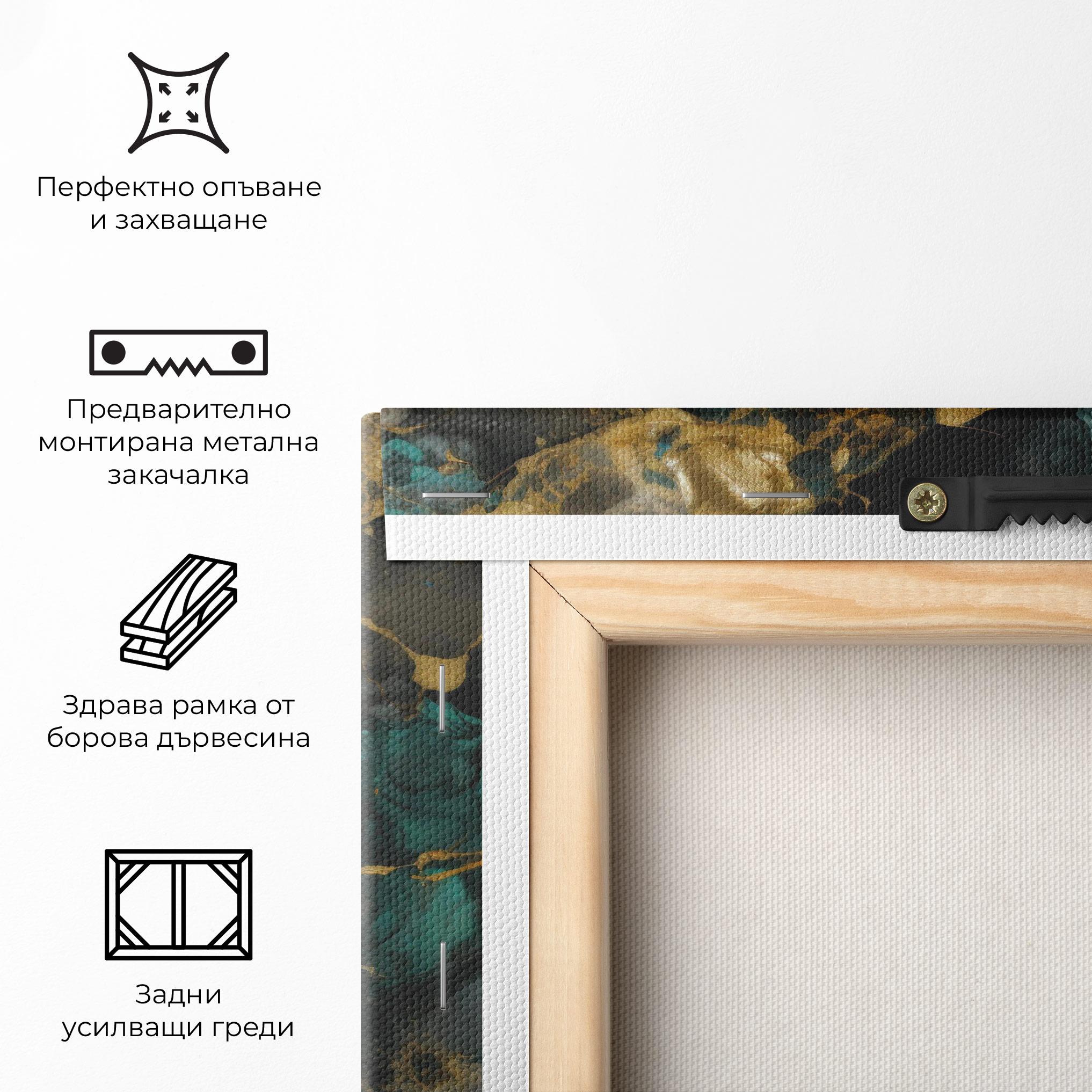 Картина на платно Dark Green Golden Marble mockup 5