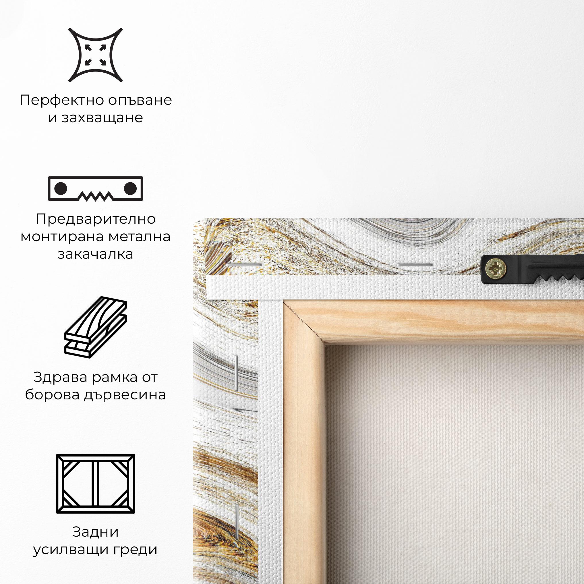 Картина на платно Gold White Liquid mockup 5