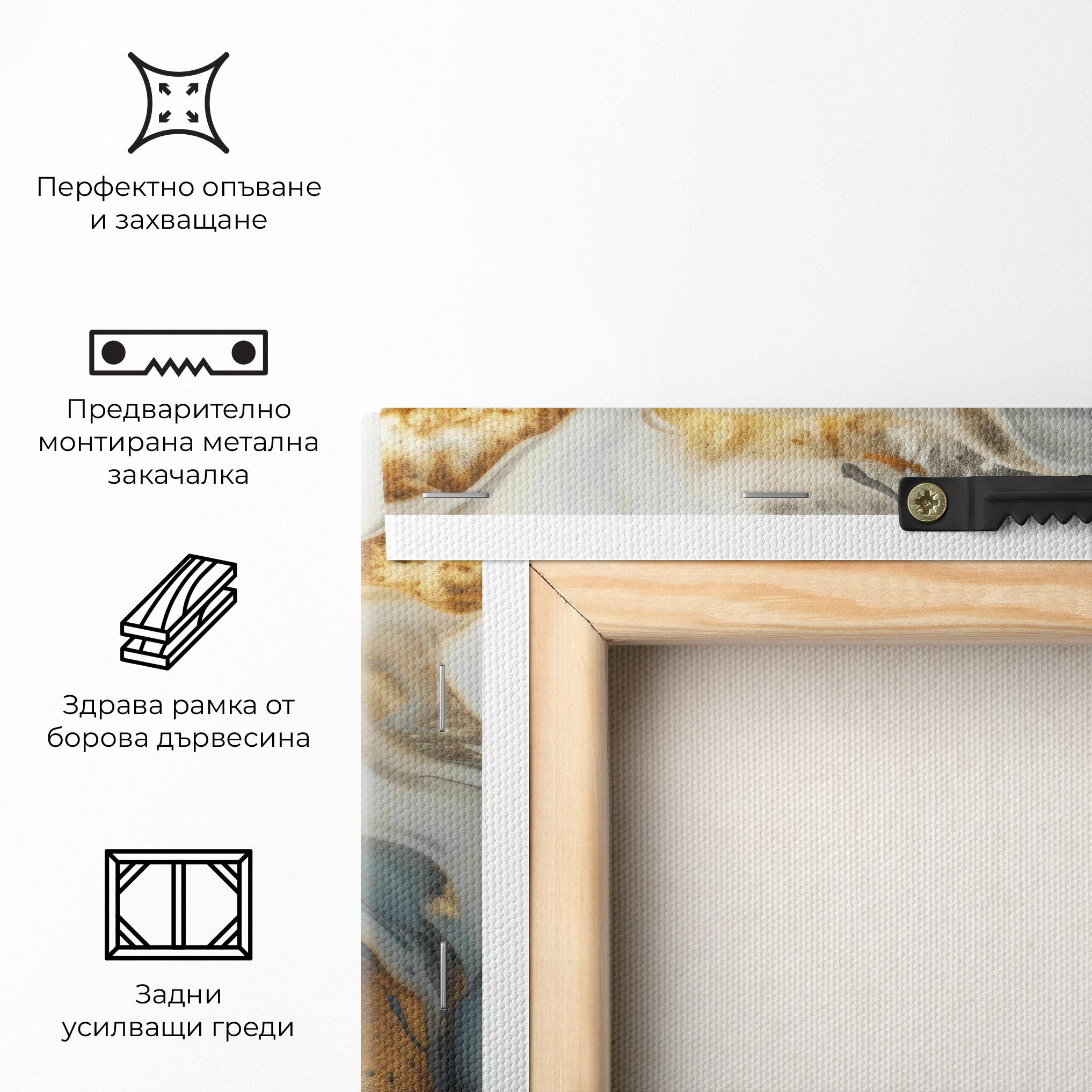 Картина на платно Grey Gold Liquid Marble mockup 5