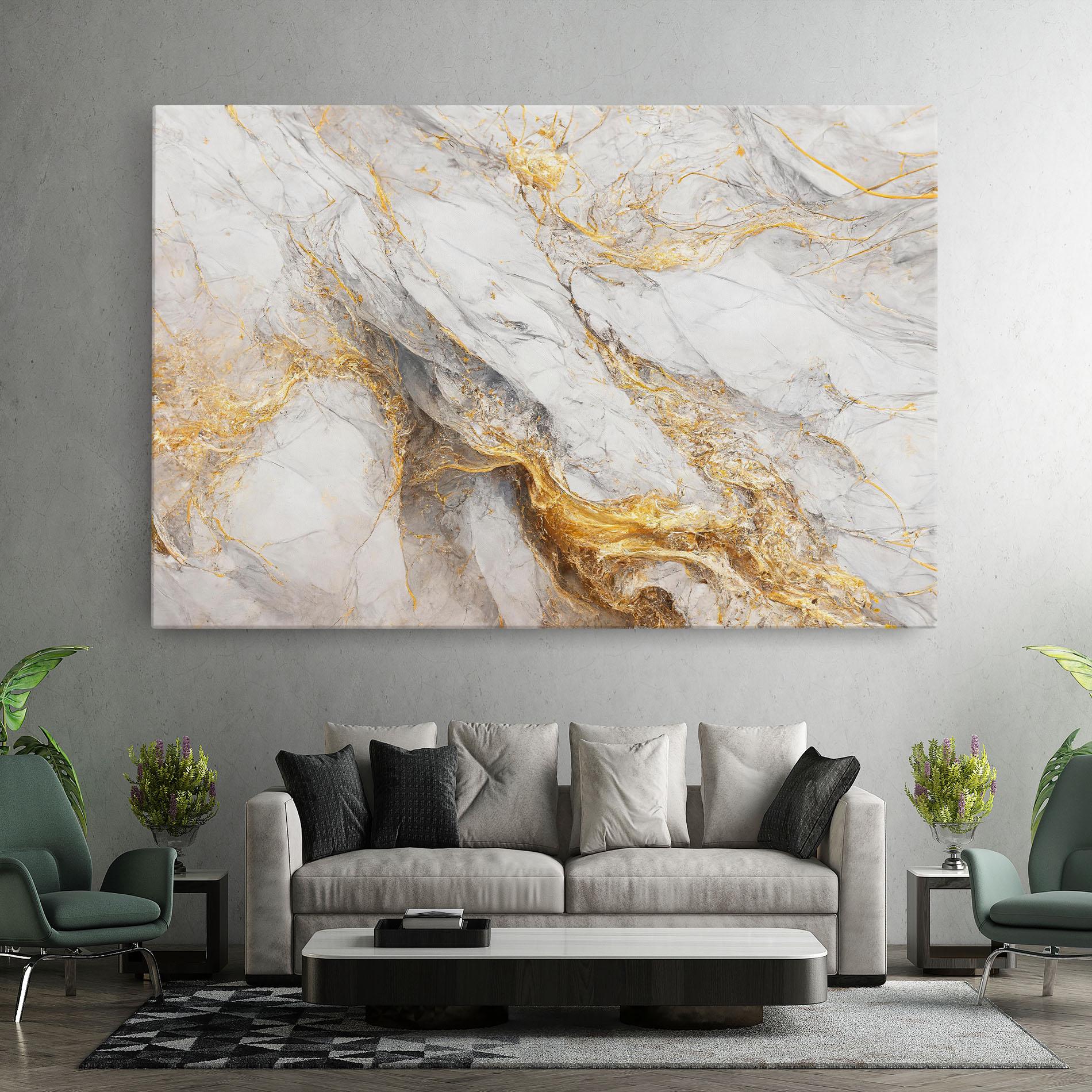 Картина на платно Gold Liquid Grey Marble mockup 7