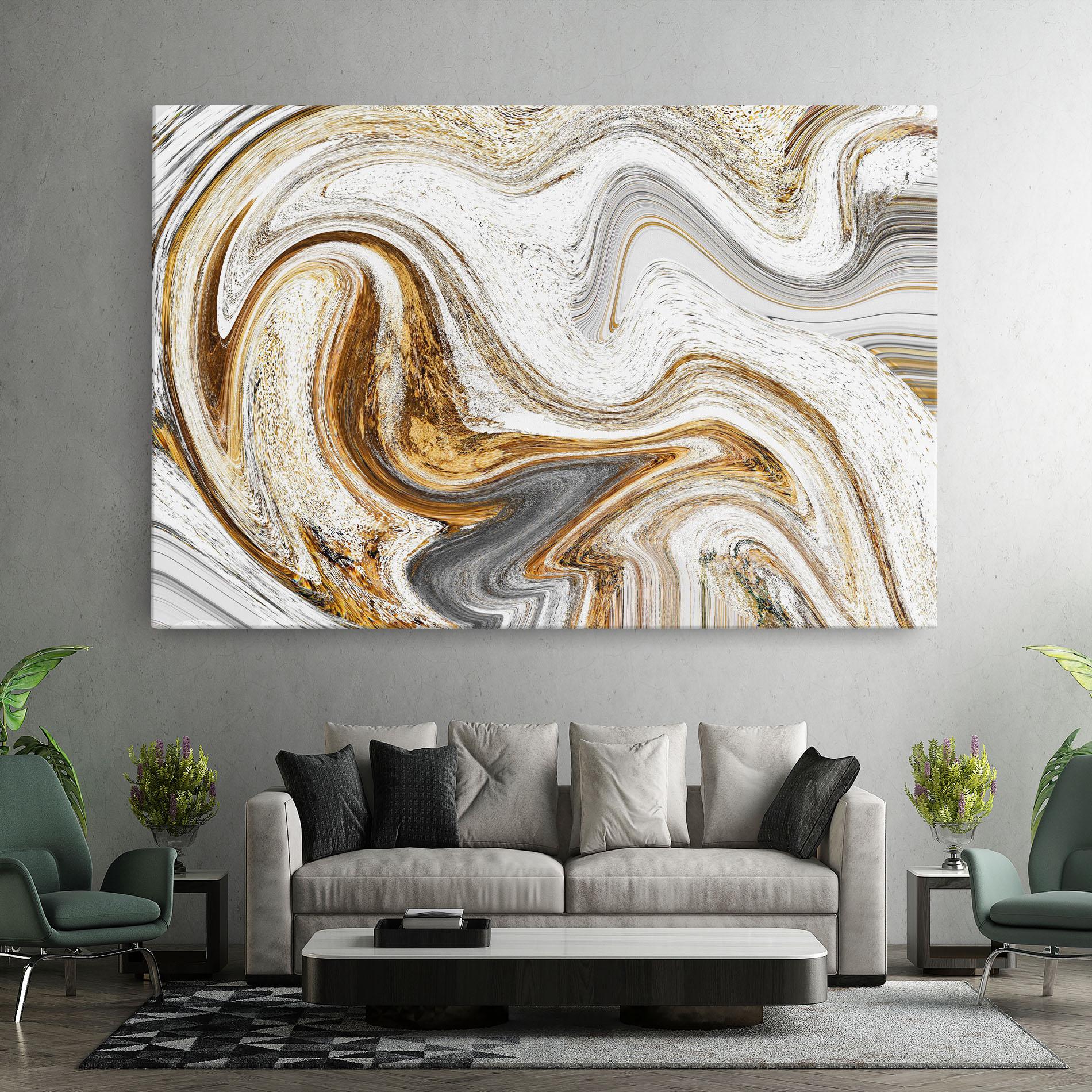 Картина на платно Gold White Liquid mockup 7