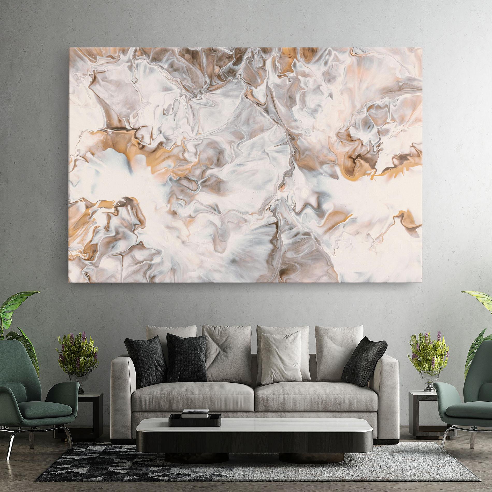 Картина на платно White Gold Abstract mockup 7