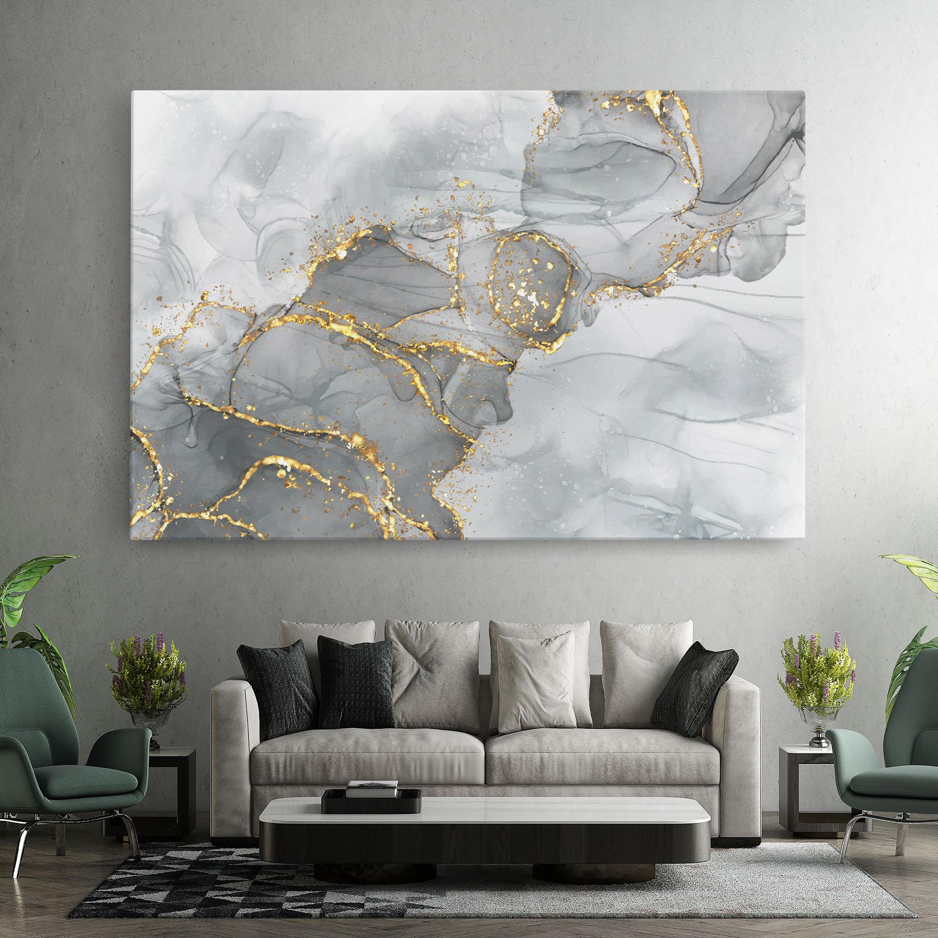 Картина на платно White Ink Marble mockup 7