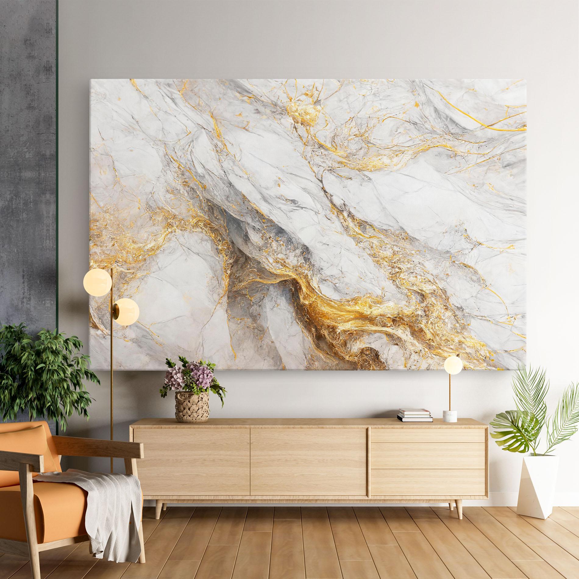 Картина на платно Gold Liquid Grey Marble mockup 9