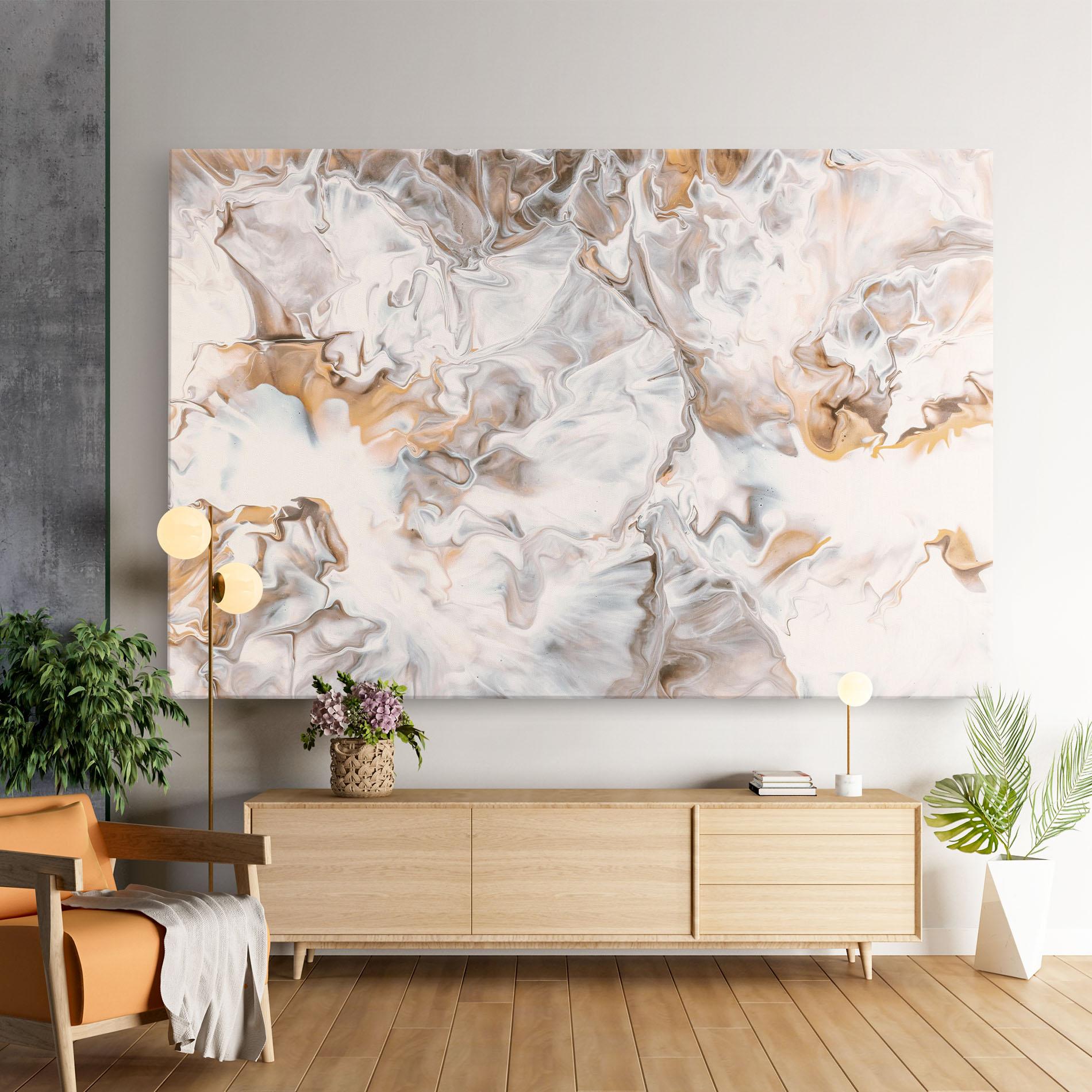 Картина на платно White Gold Abstract mockup 9