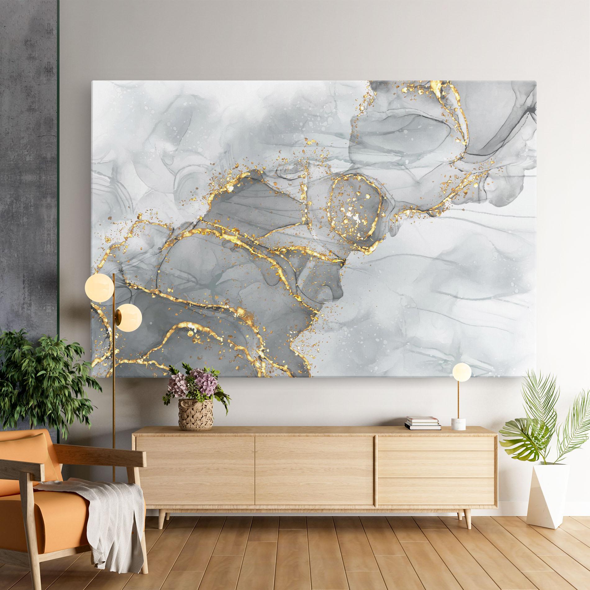 Картина на платно White Ink Marble mockup 9