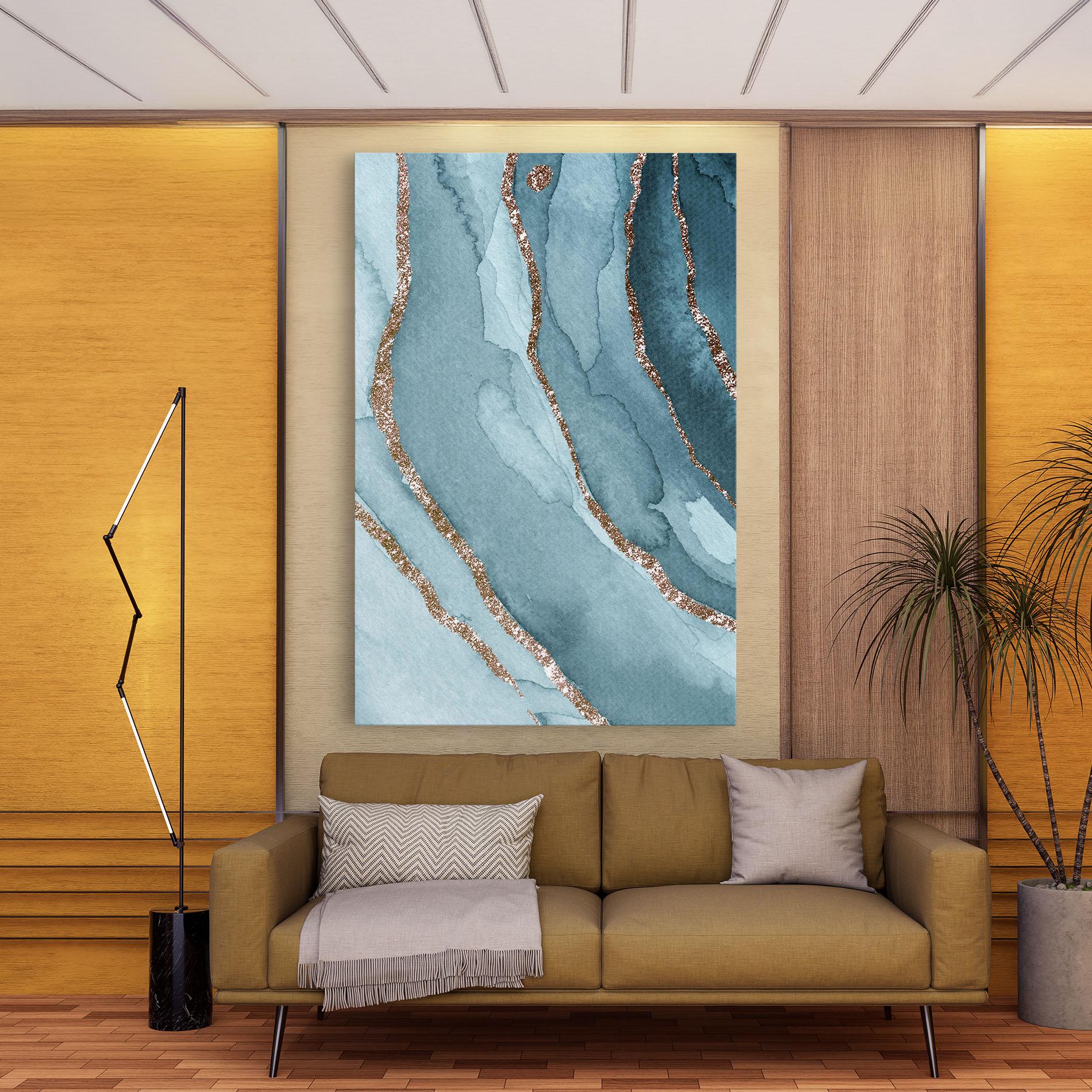 Картина на платно Blue Golden Glitter mockup 9