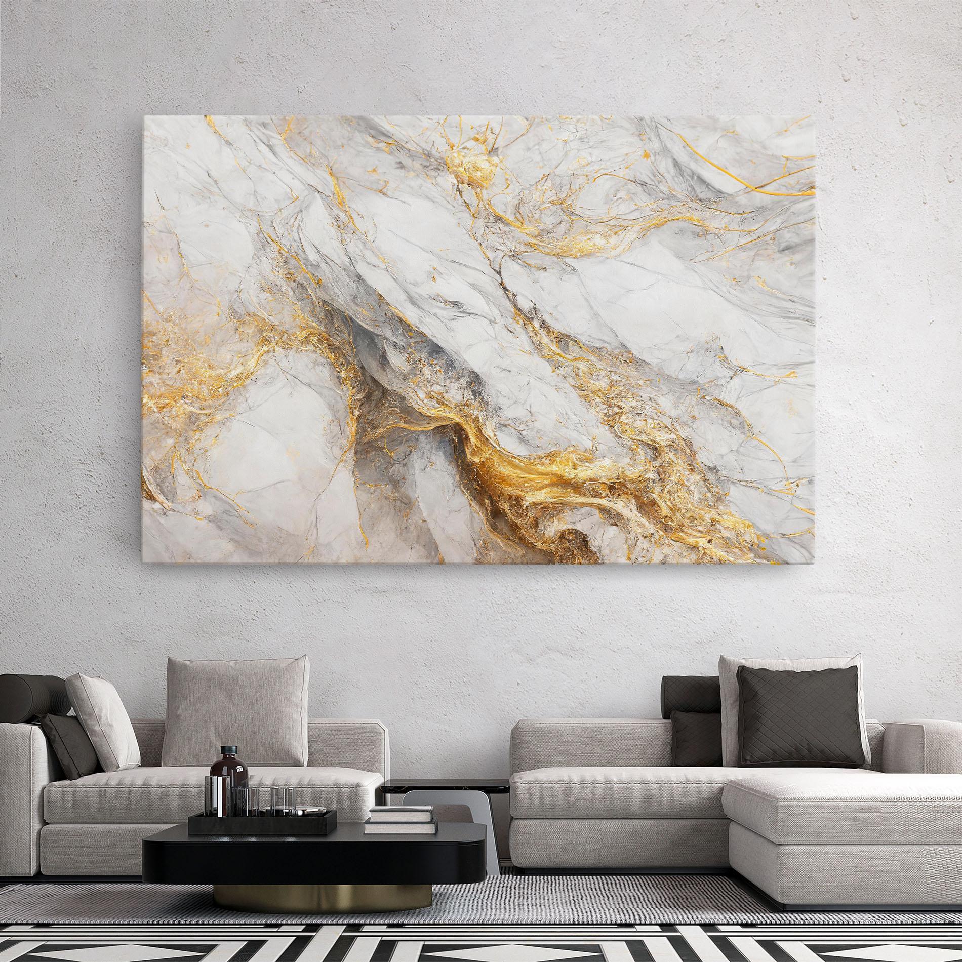 Картина на платно Gold Liquid Grey Marble mockup 2