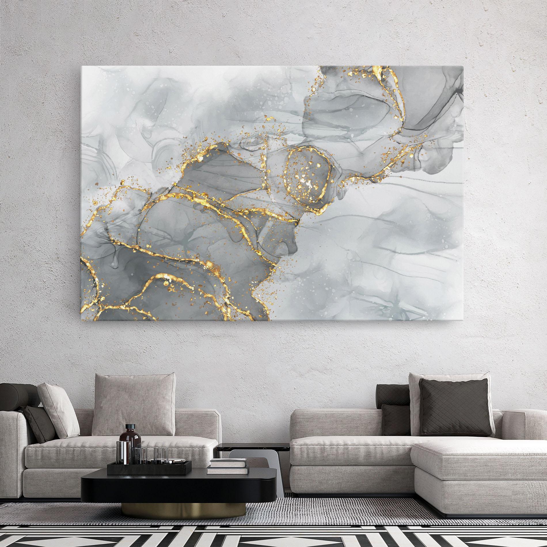 Картина на платно White Ink Marble mockup 2