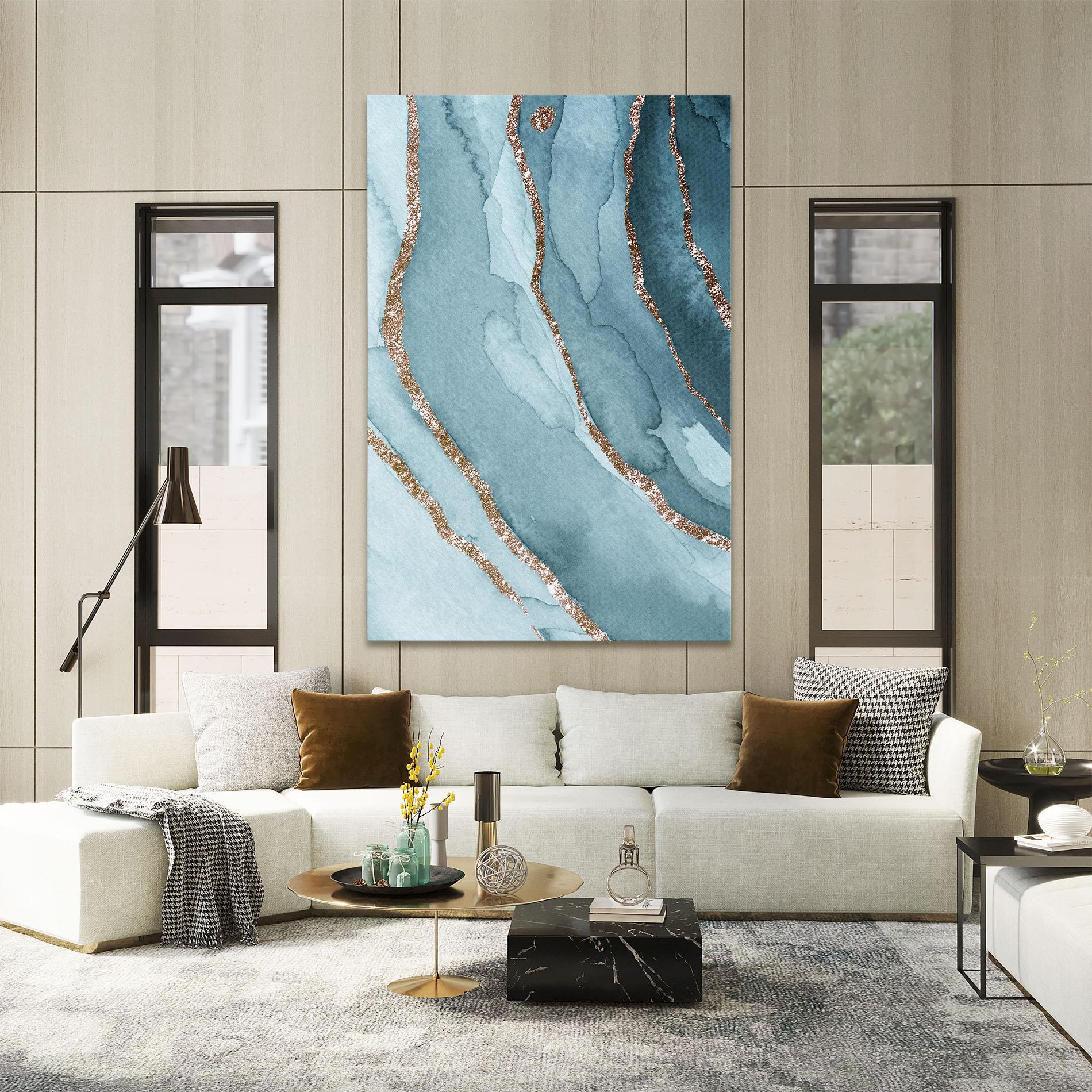 Картина на платно Blue Golden Glitter mockup 2