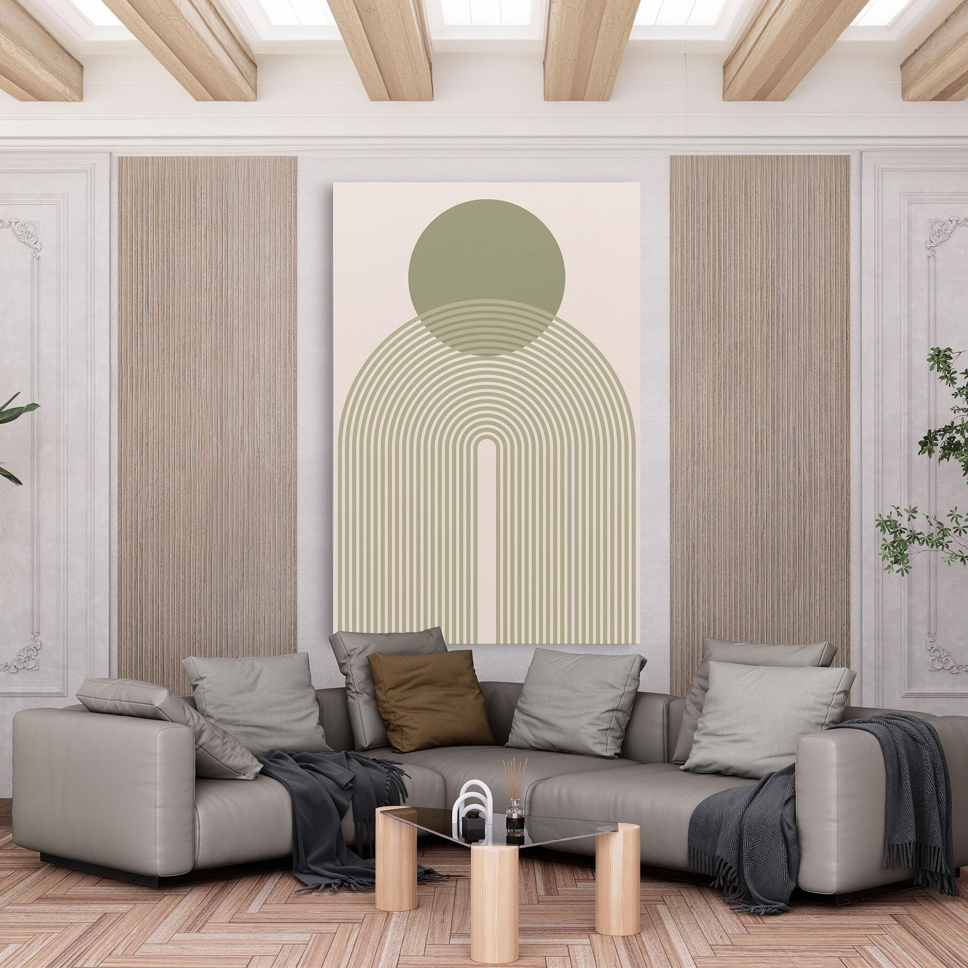 Картина на платно Green Circle Lines mockup 6