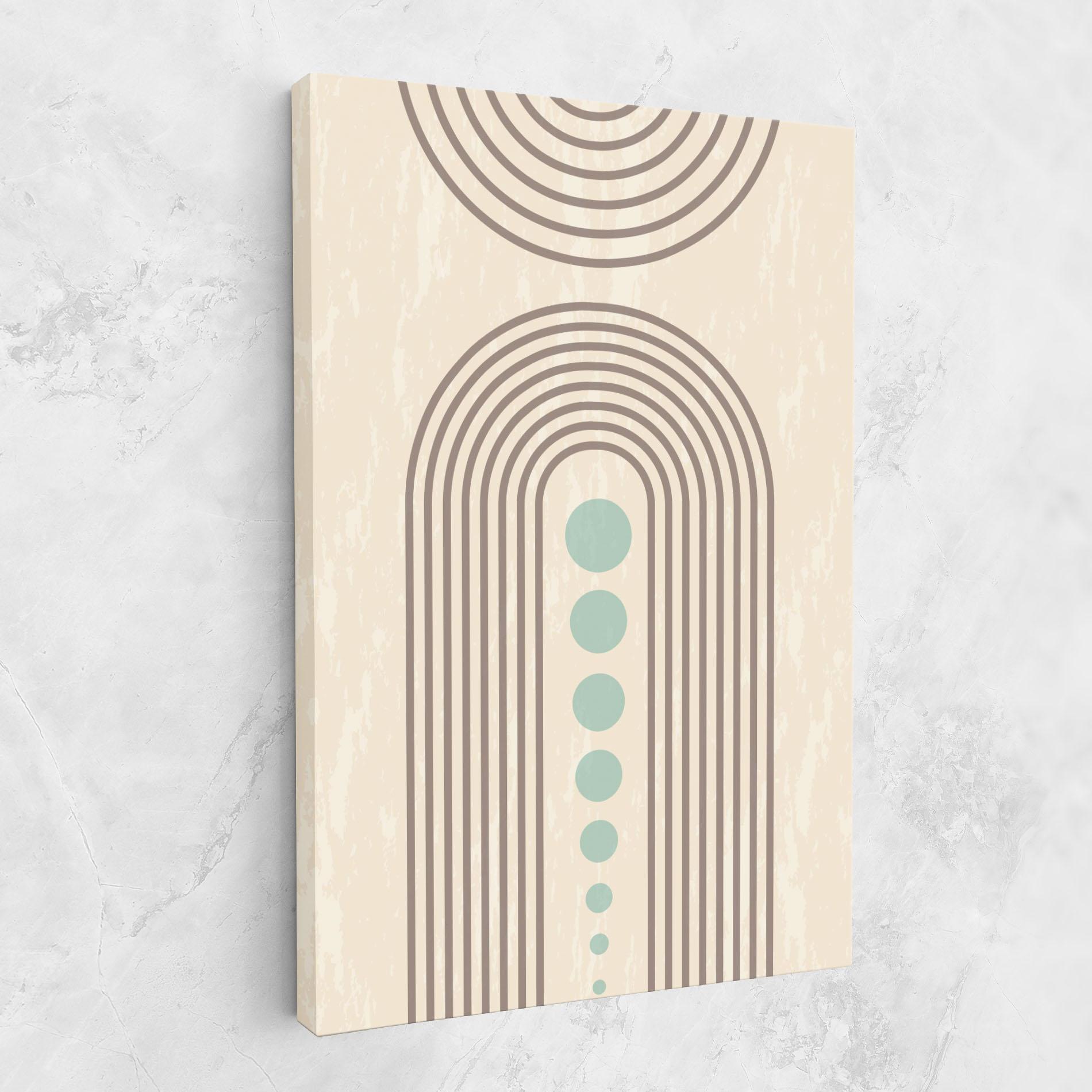 Картина на платно Cream Blue Circles mockup 1