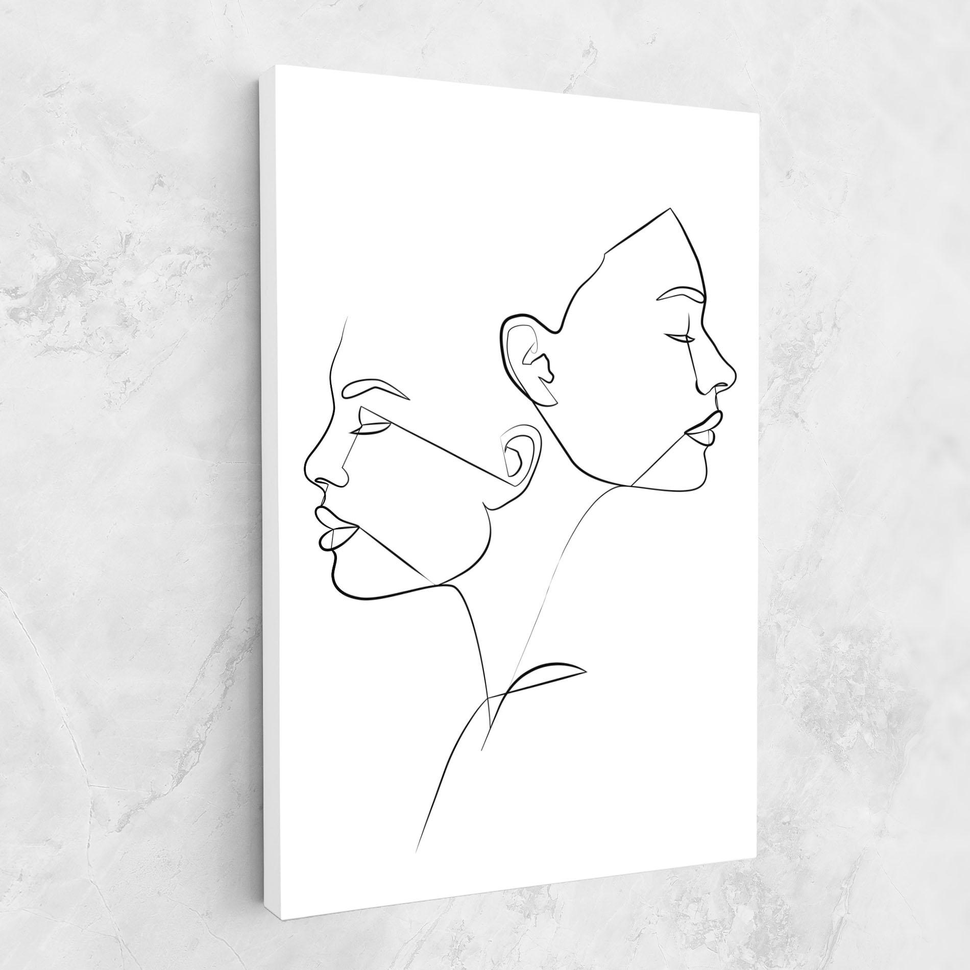 Картина на платно Female Black Line mockup 1