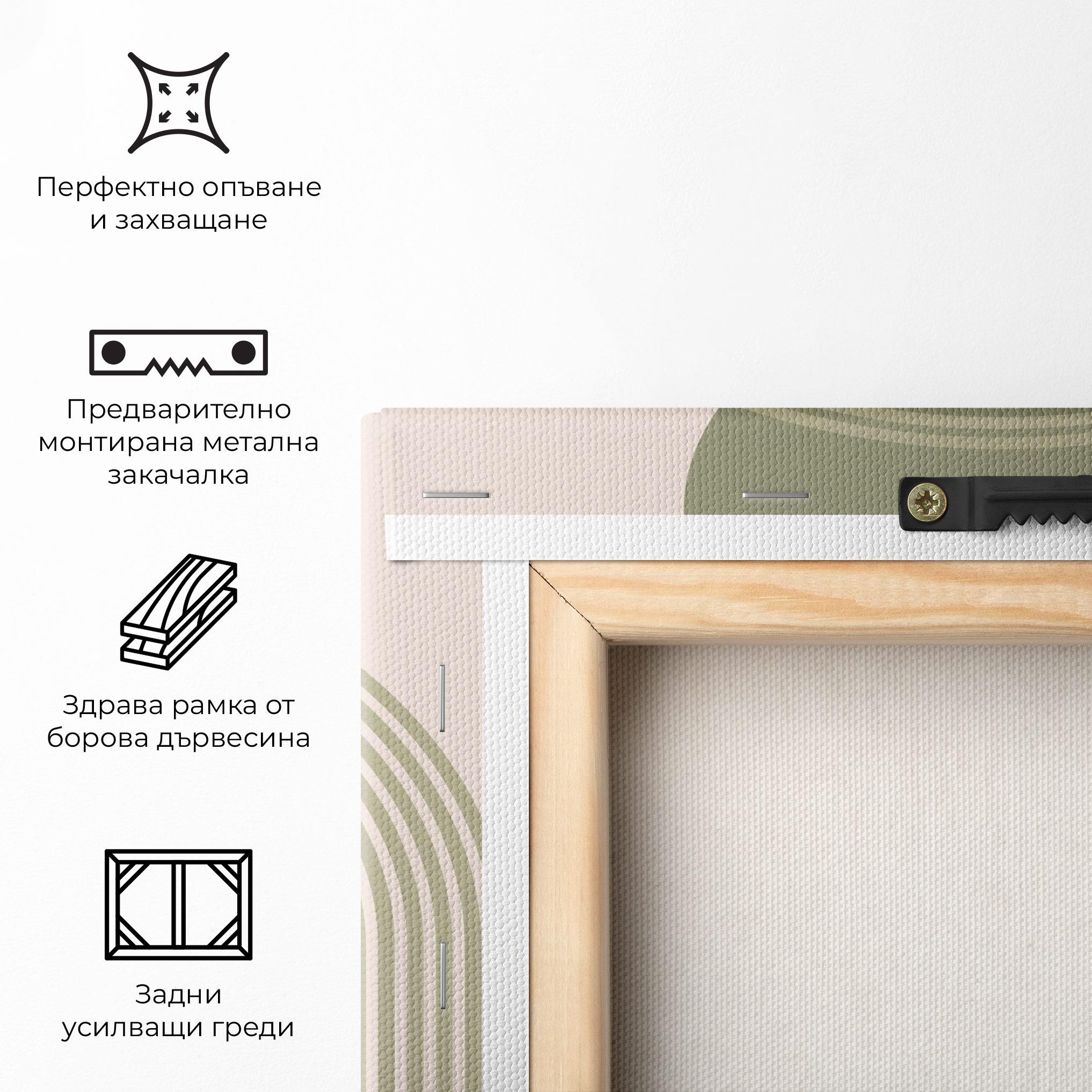 Картина на платно Green Circle Lines mockup 5