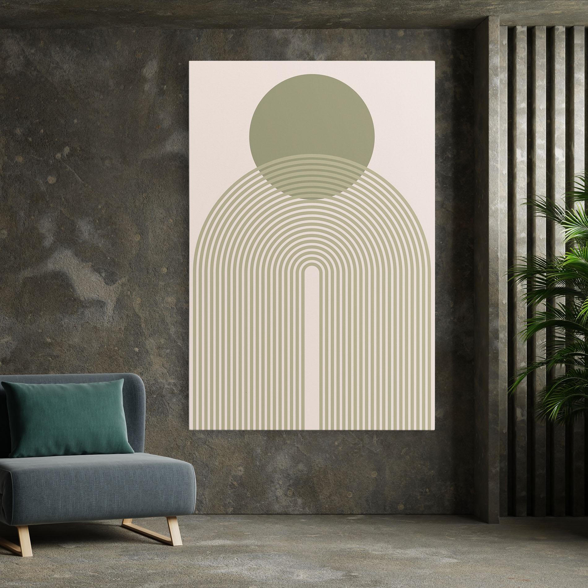 Картина на платно Green Circle Lines mockup 7