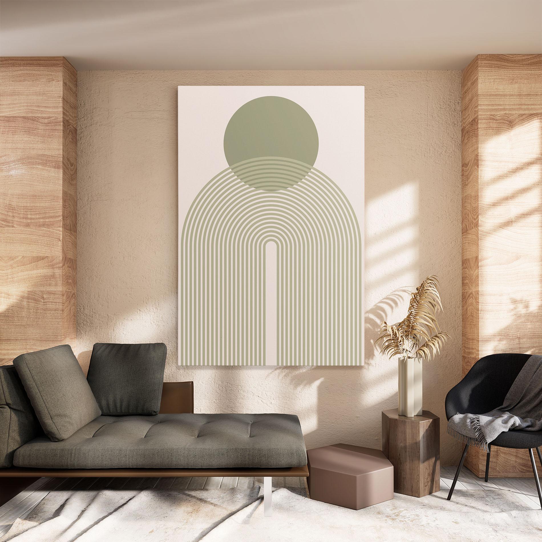 Картина на платно Green Circle Lines mockup 8