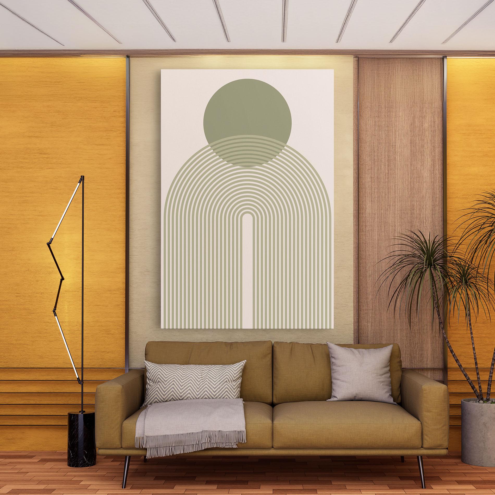 Картина на платно Green Circle Lines mockup 9