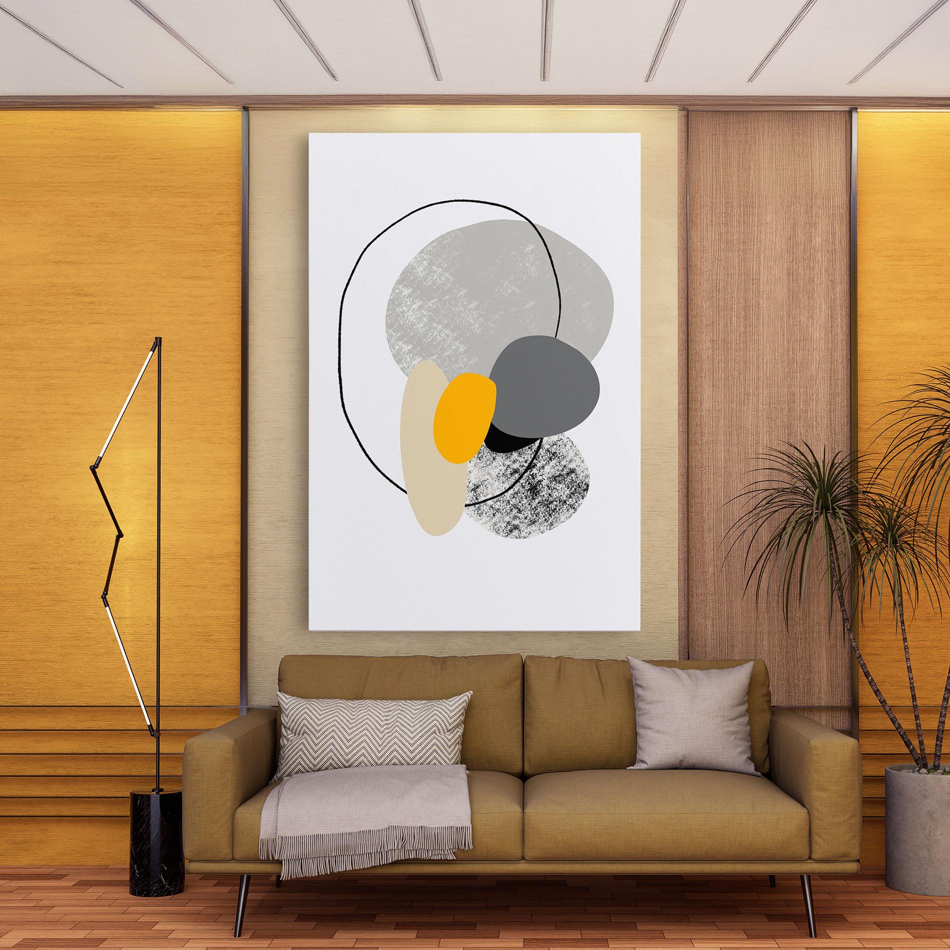 Картина на платно Grey Orange Shape mockup 9