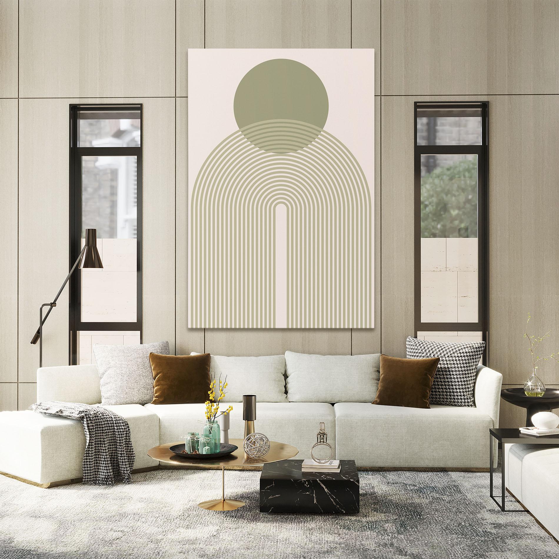 Картина на платно Green Circle Lines mockup 2