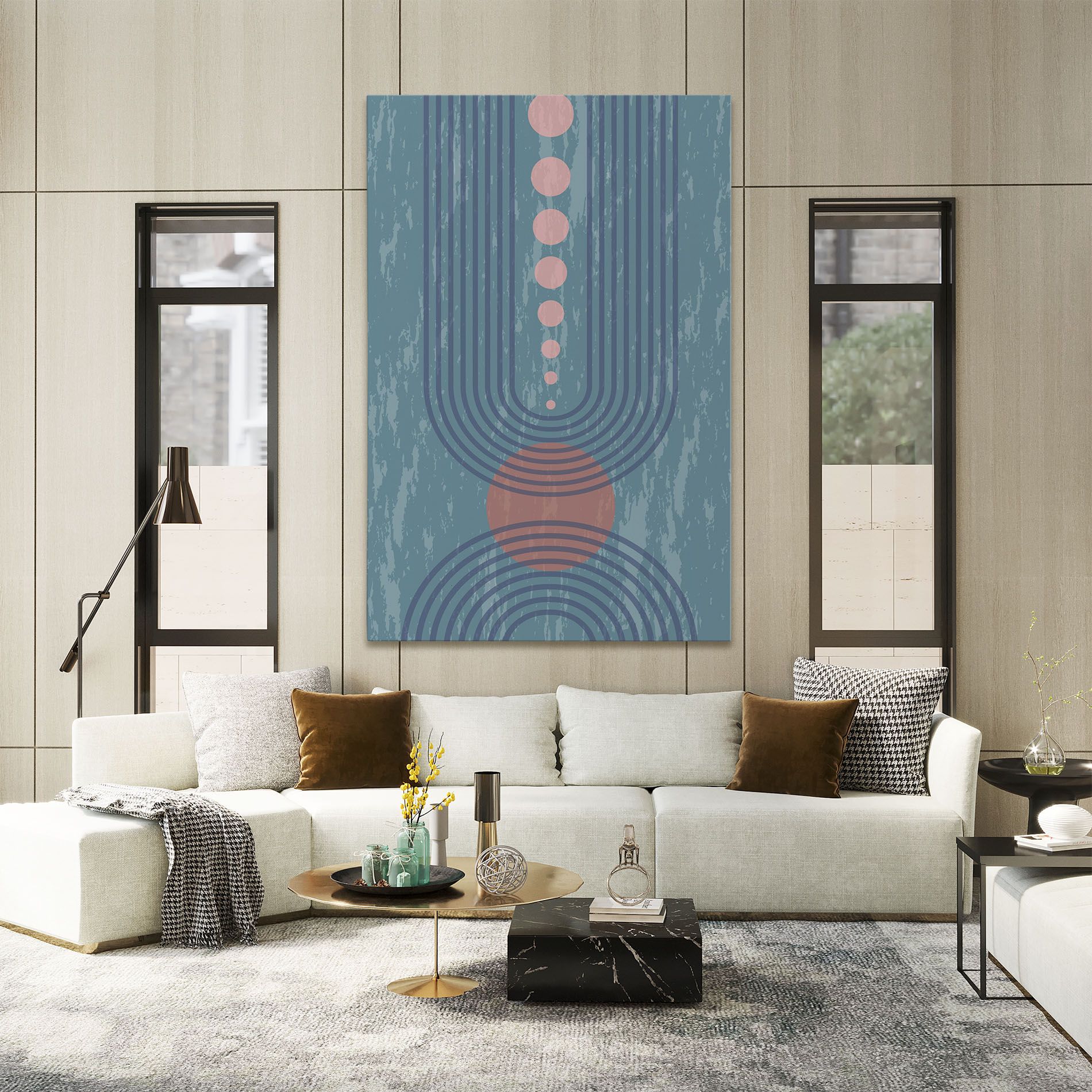 Pink Circle On Blue mockup 2