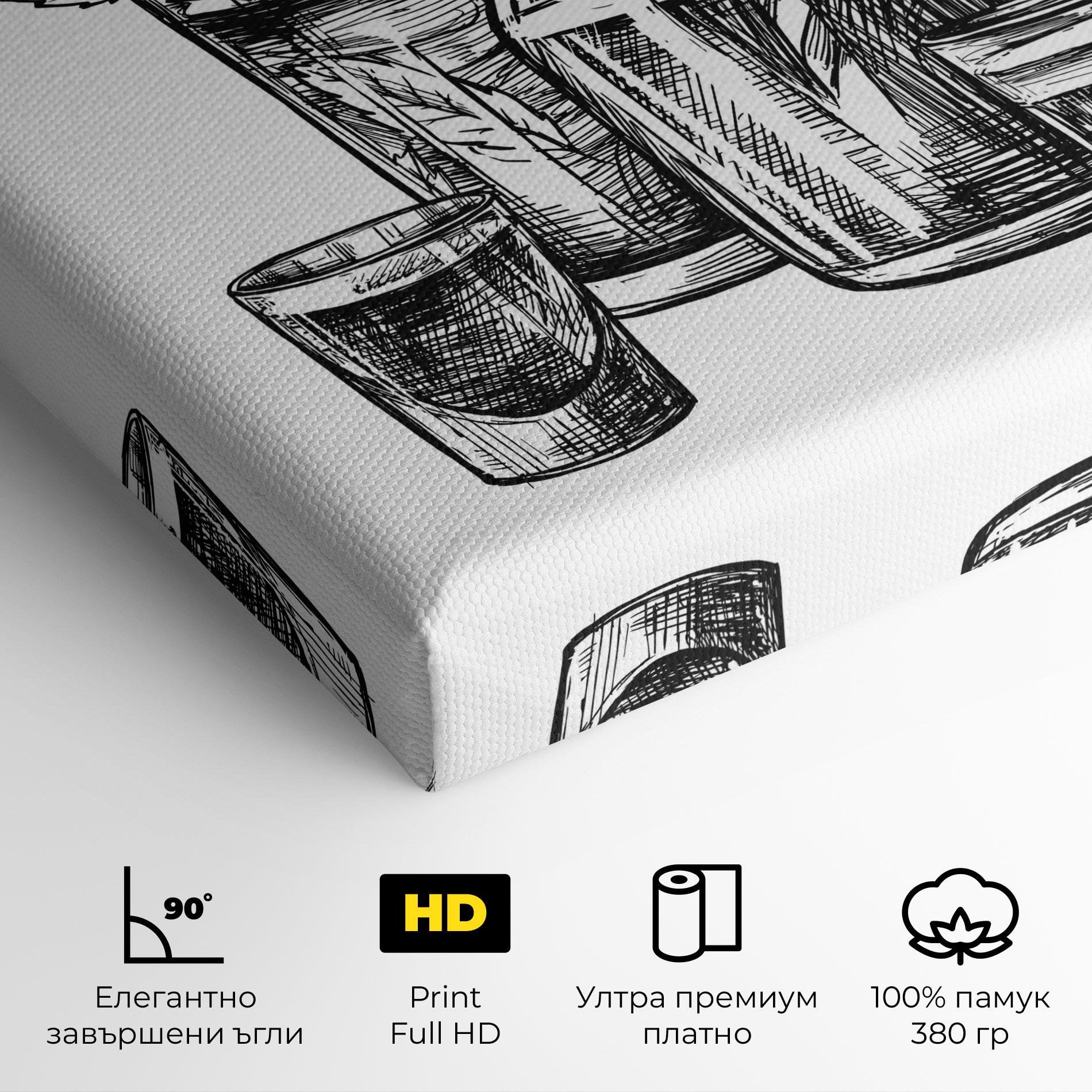 Картина на платно Black Line Drinks mockup 4