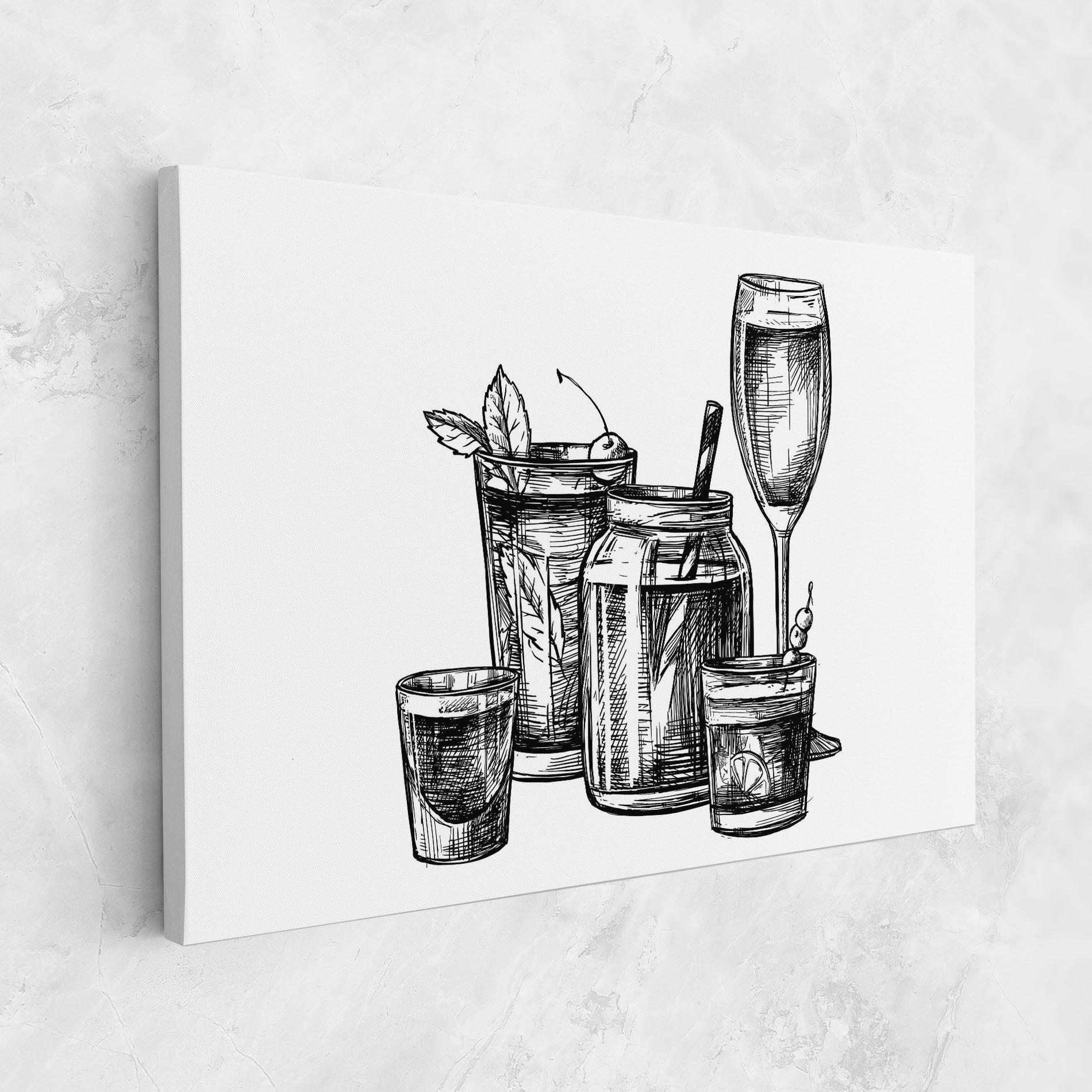 Картина на платно Black Line Drinks mockup 1