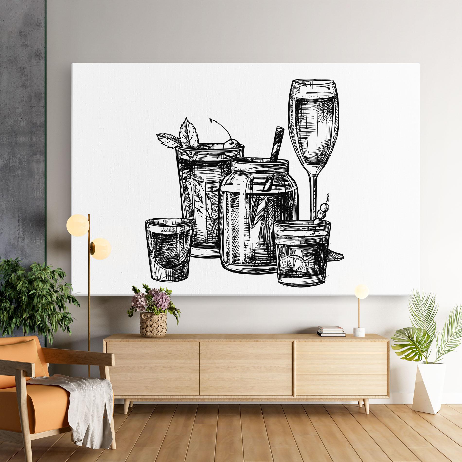 Картина на платно Black Line Drinks mockup 9