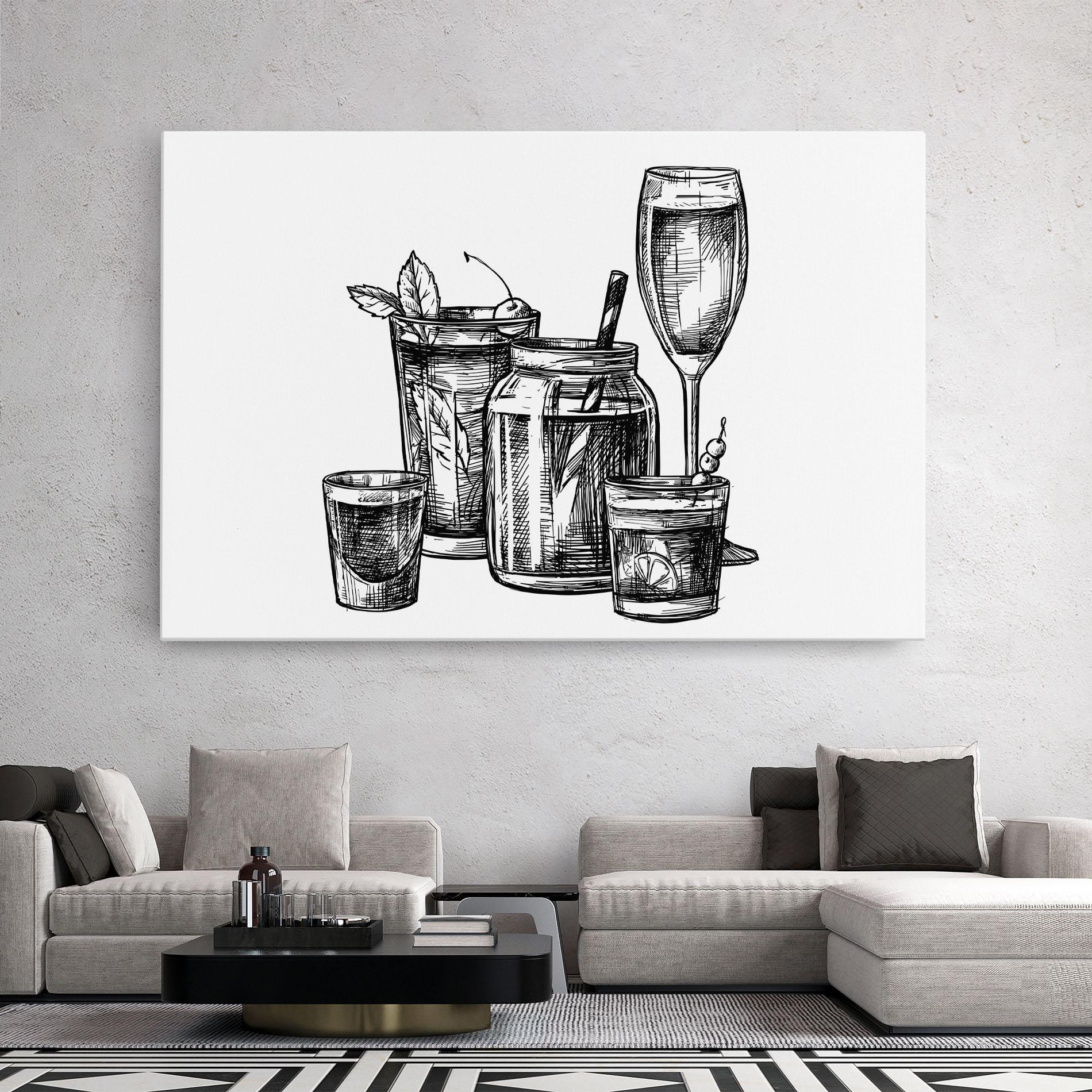 Картина на платно Black Line Drinks mockup 2
