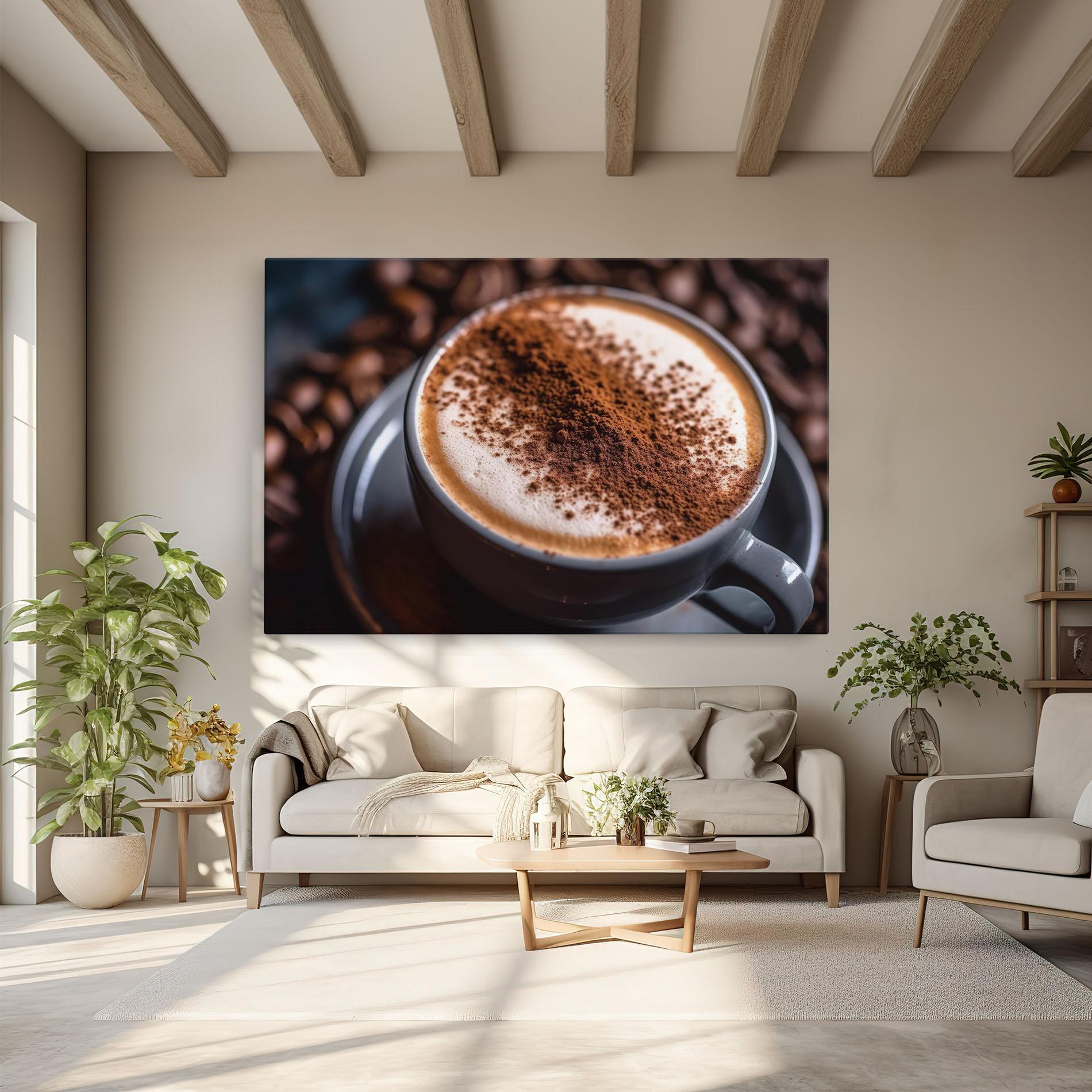 Картина на платно Cappuccino Coffee Close Up mockup 6