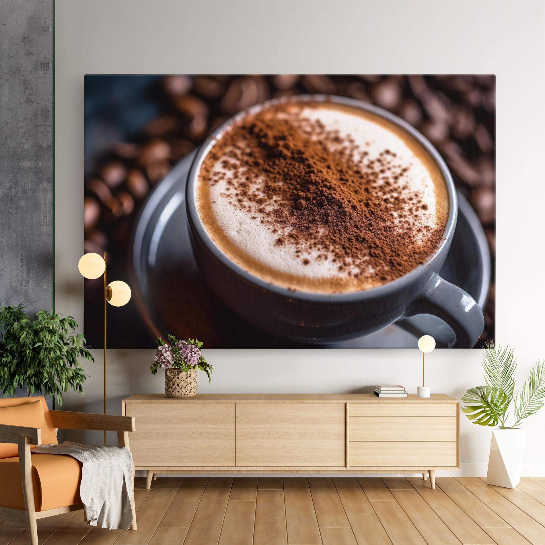 Картина на платно Cappuccino Coffee Close Up mockup 9