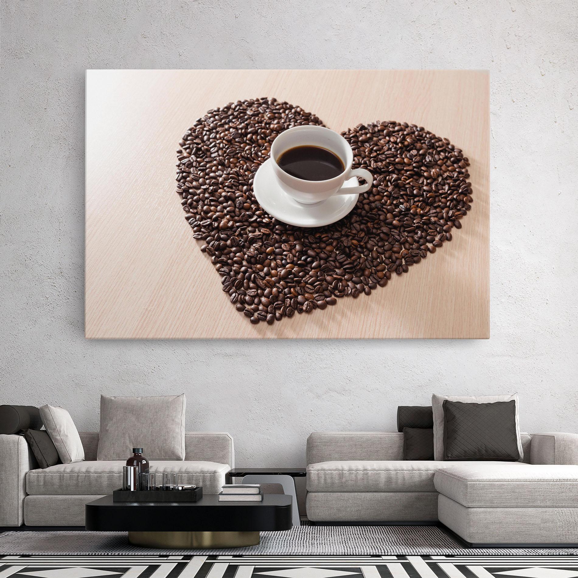 Картина на платно Heart Coffee Beans mockup 2