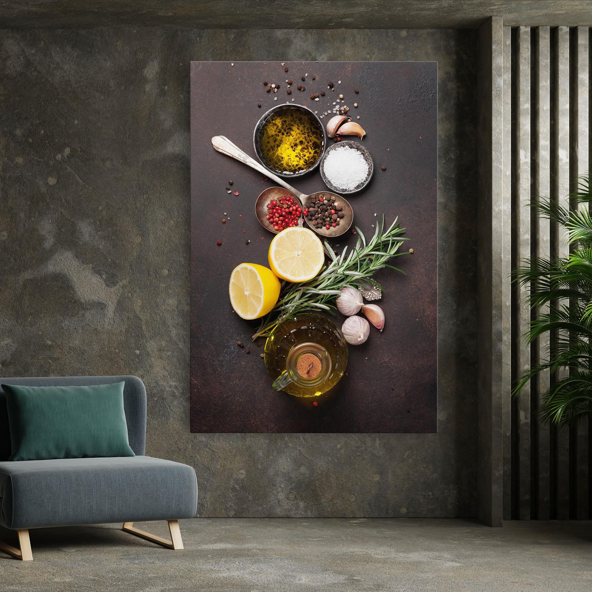Картина на платно Spices On Stone Table mockup 7