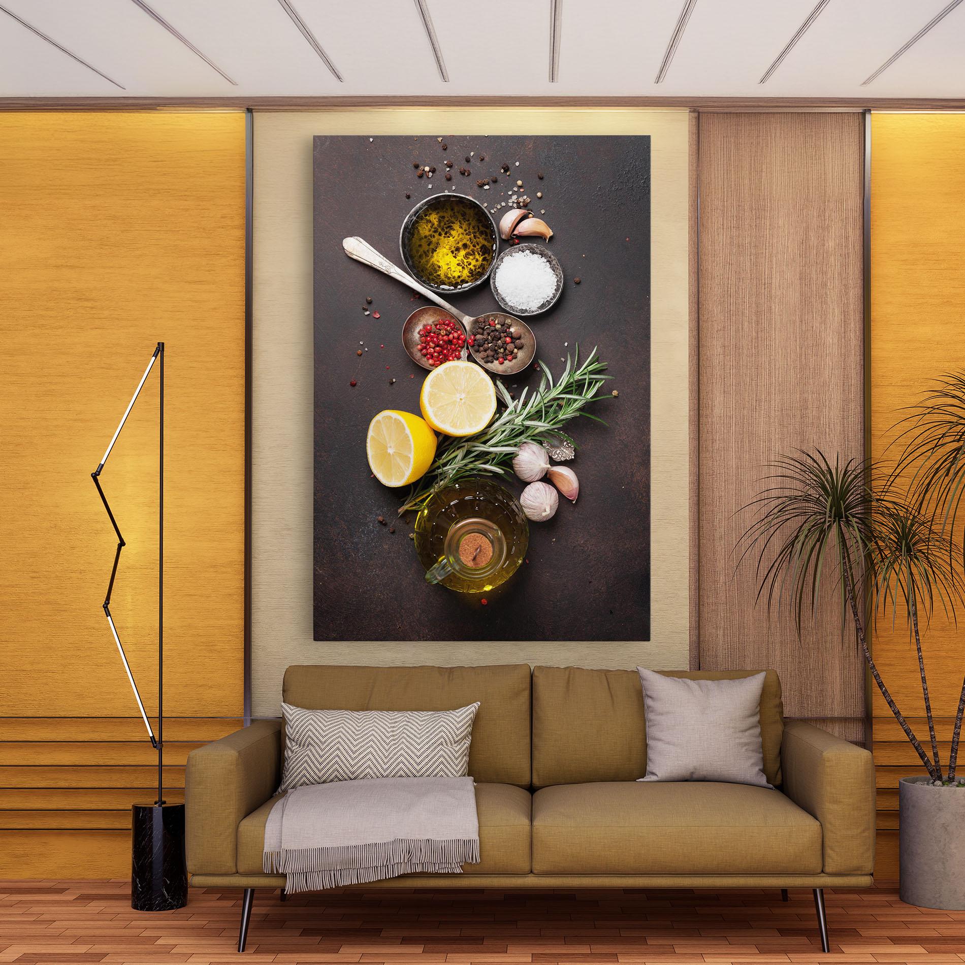 Картина на платно Spices On Stone Table mockup 9