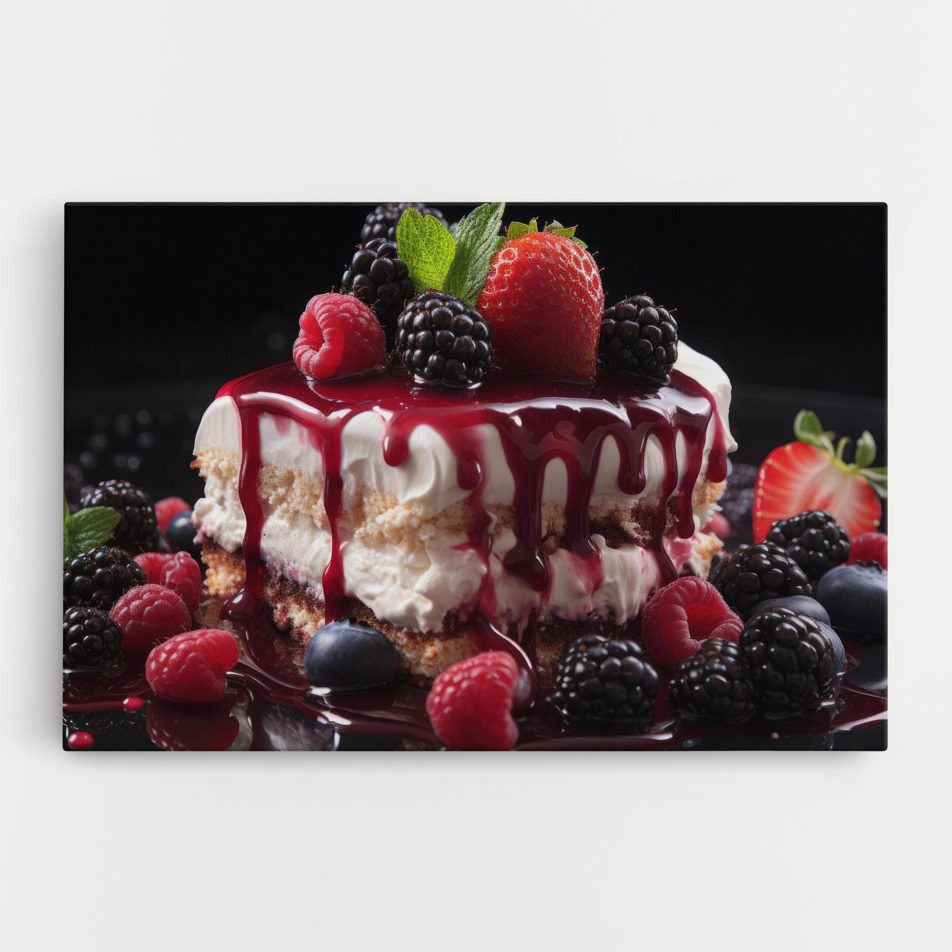 Картина на платно Berries Cream Dessert mockup 0
