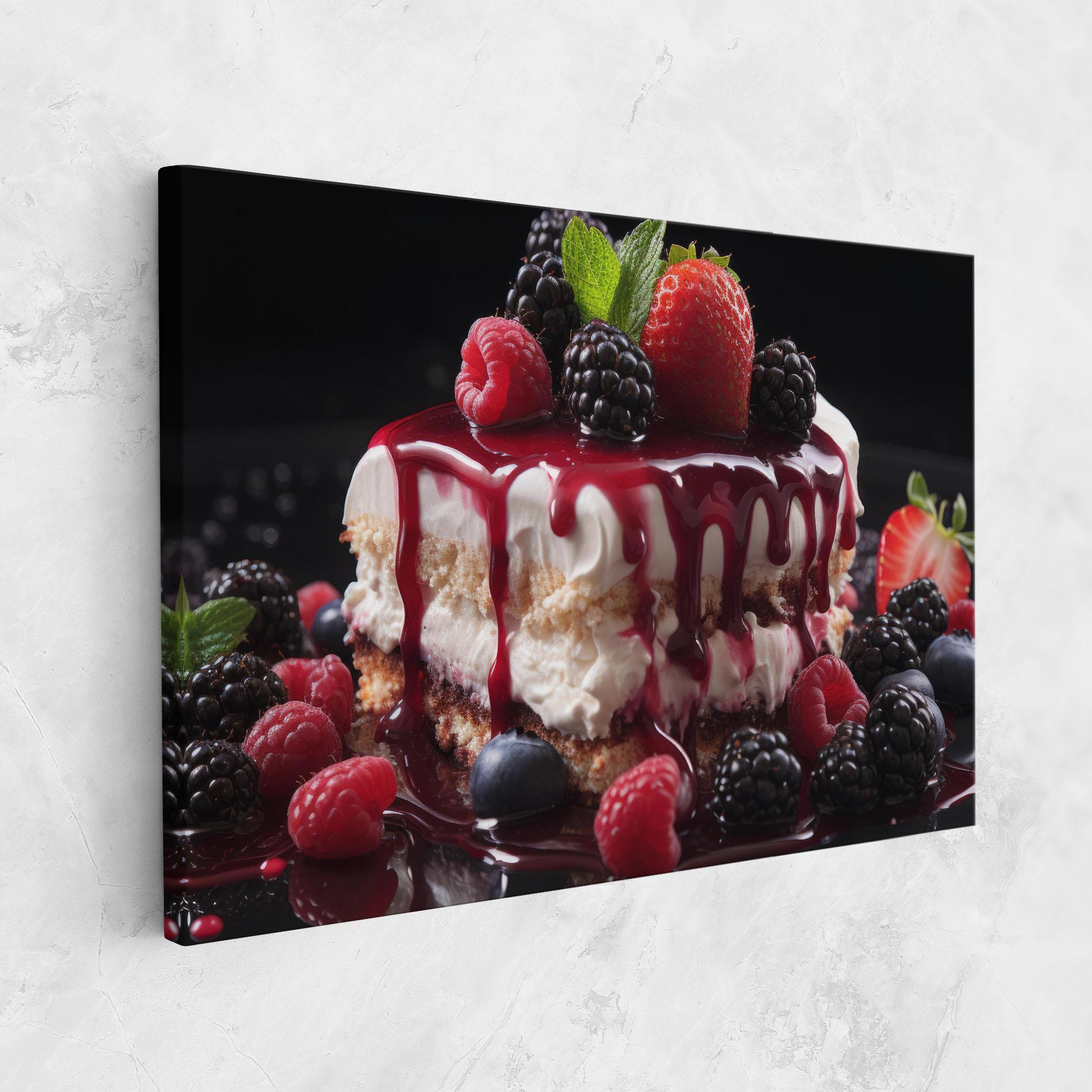 Картина на платно Berries Cream Dessert mockup 1
