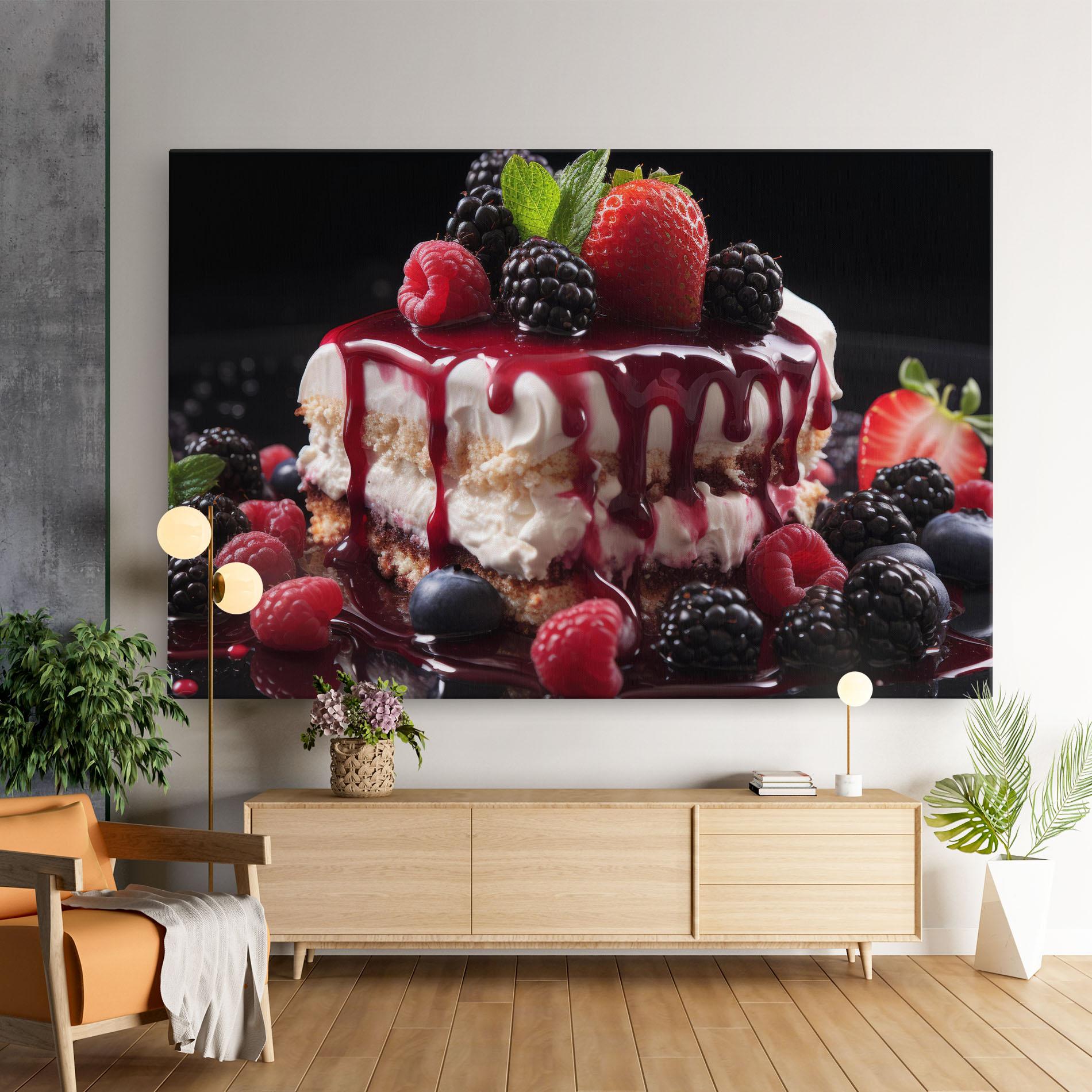 Картина на платно Berries Cream Dessert mockup 9