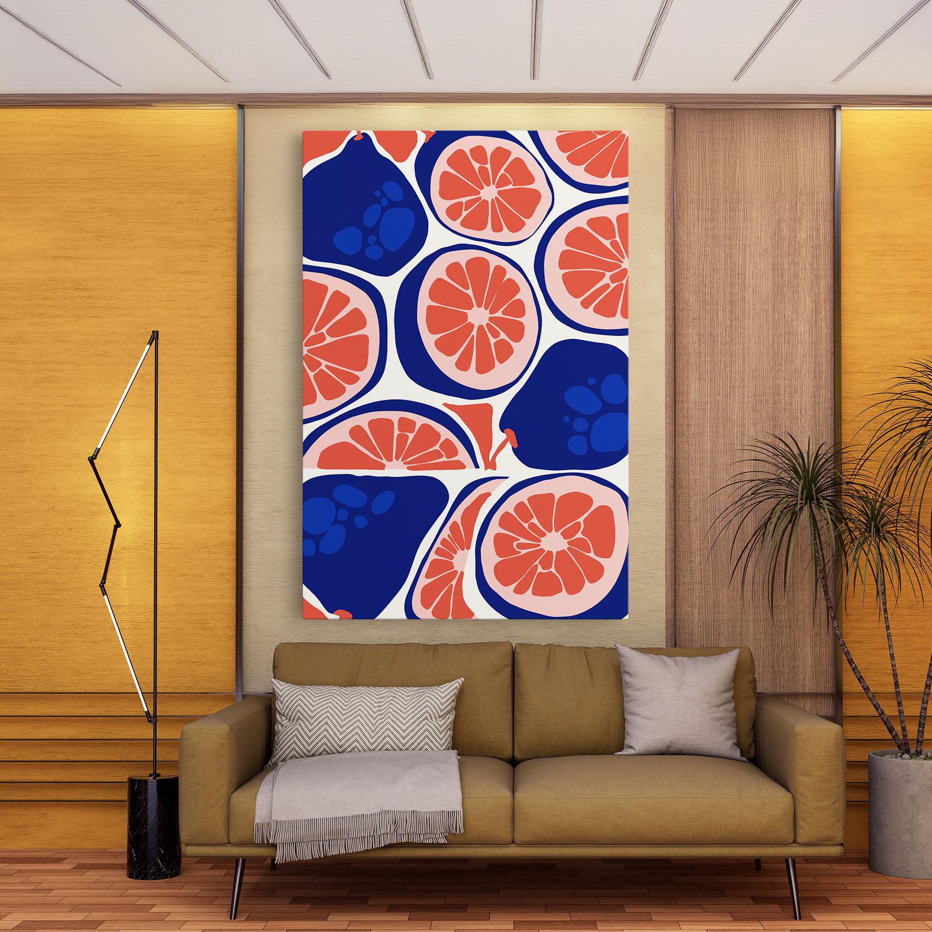 Картина на платно Blue Pink Fruit mockup 9