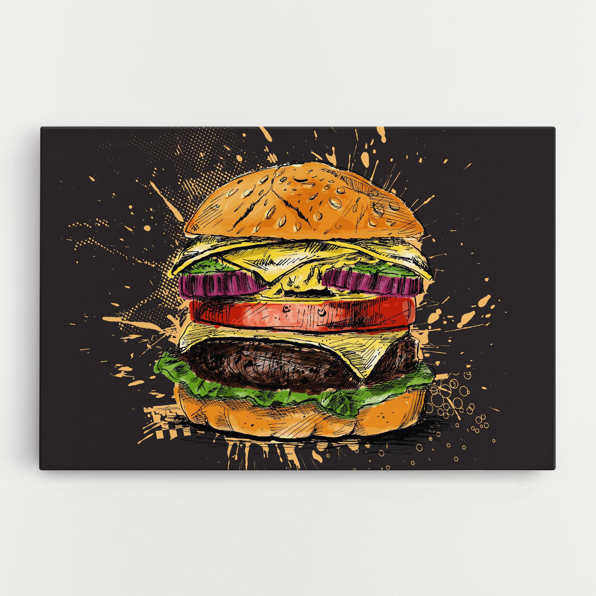 Картина на платно Burger Drawing mockup 0