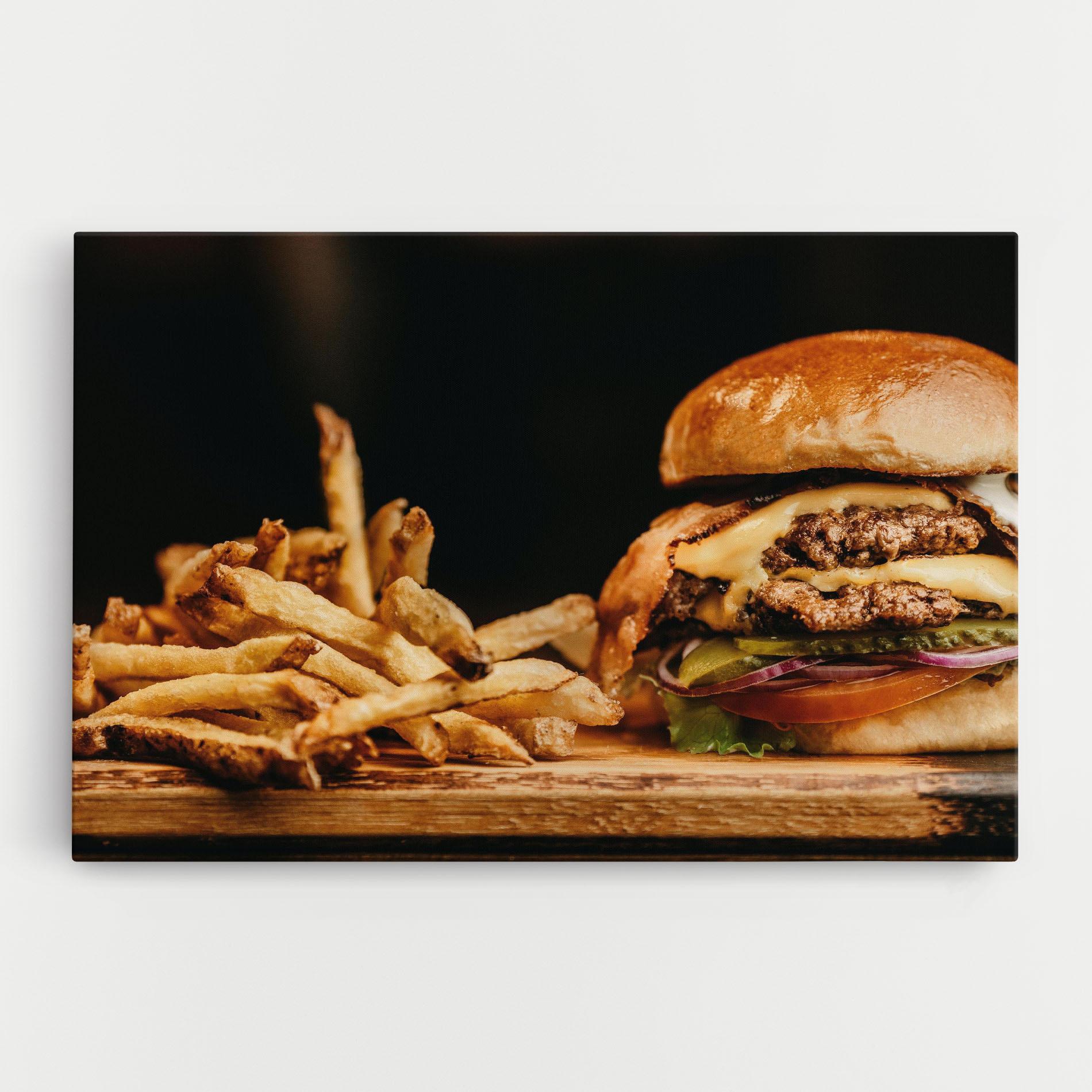 Картина на платно Hamburger With Fries mockup 0
