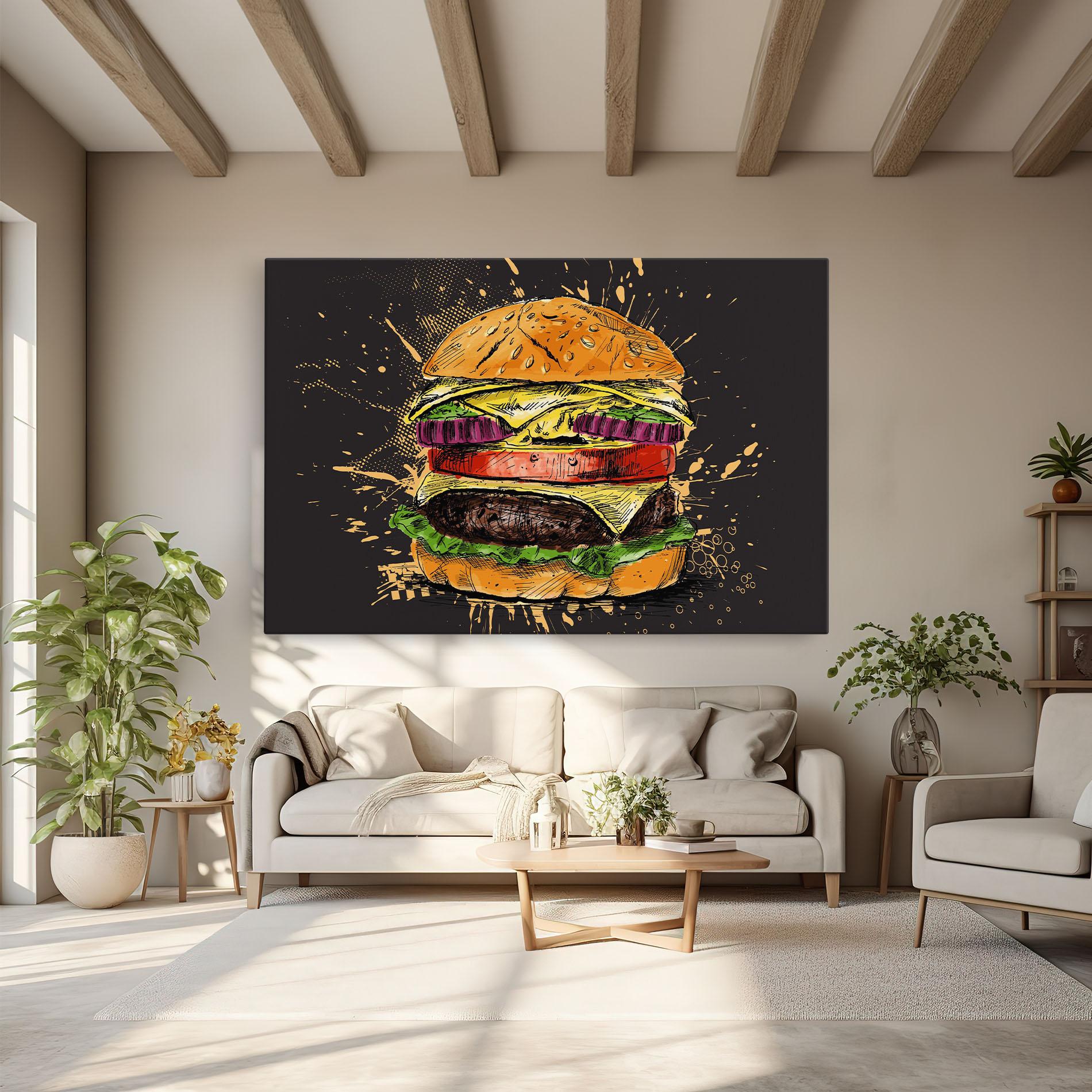 Картина на платно Burger Drawing mockup 6