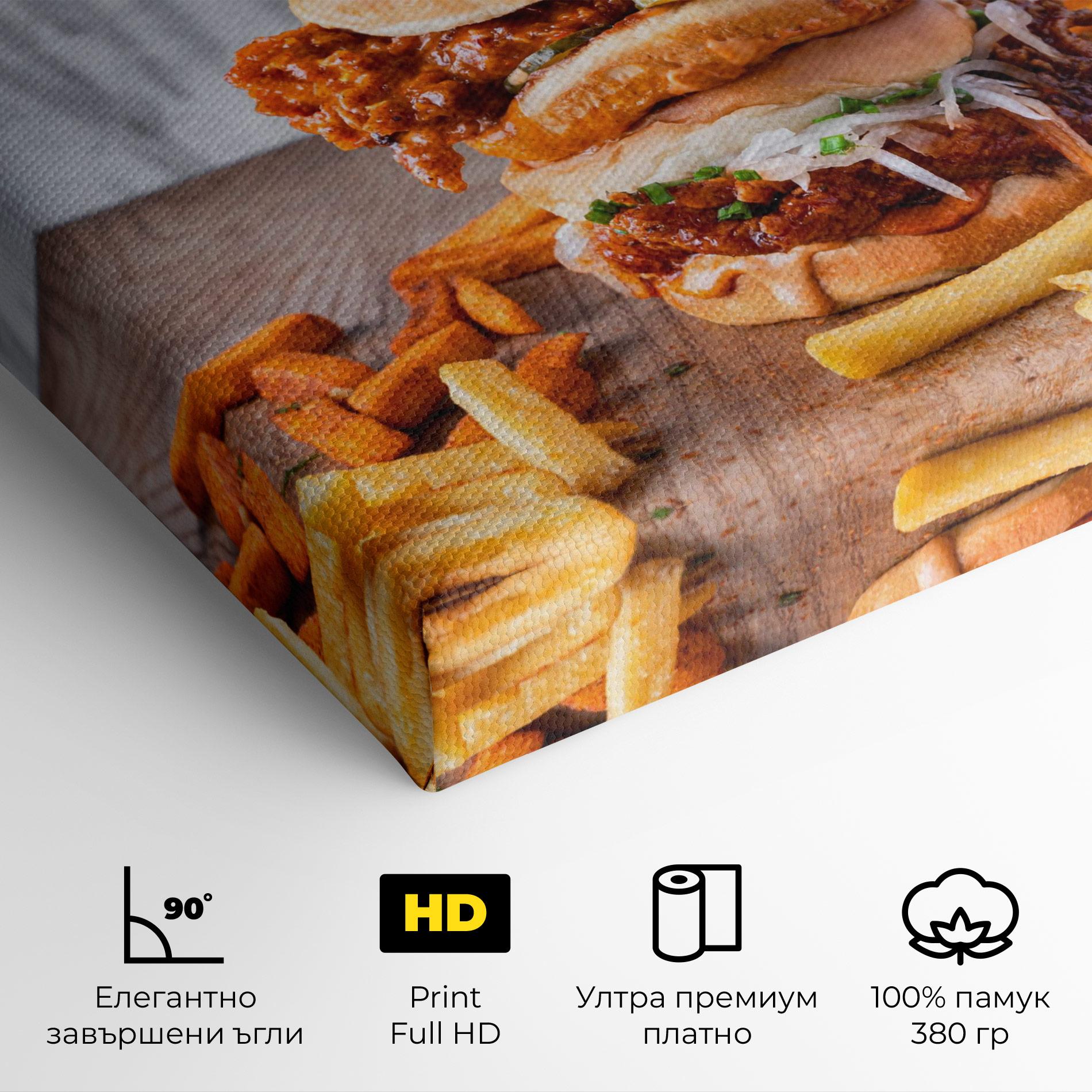 Картина на платно Triple Hamburger mockup 4