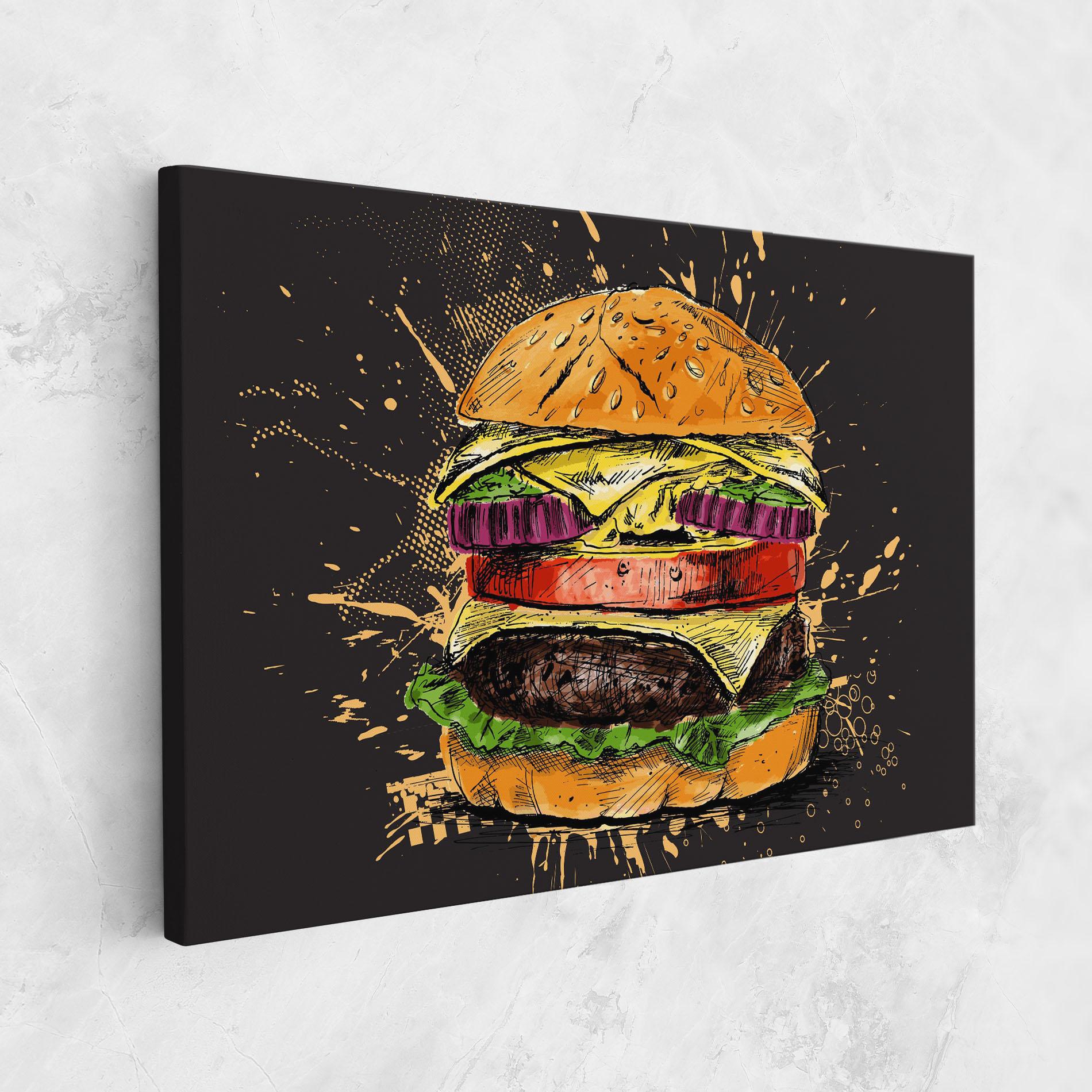 Картина на платно Burger Drawing mockup 1